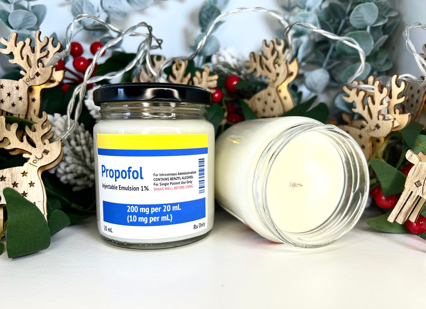 Propofol/Midazolam/Ketamine Label Winter Scents Candle | Soy and Coconut Wax | Medic Gift | Anaesthetics | 180g | 6 oz
