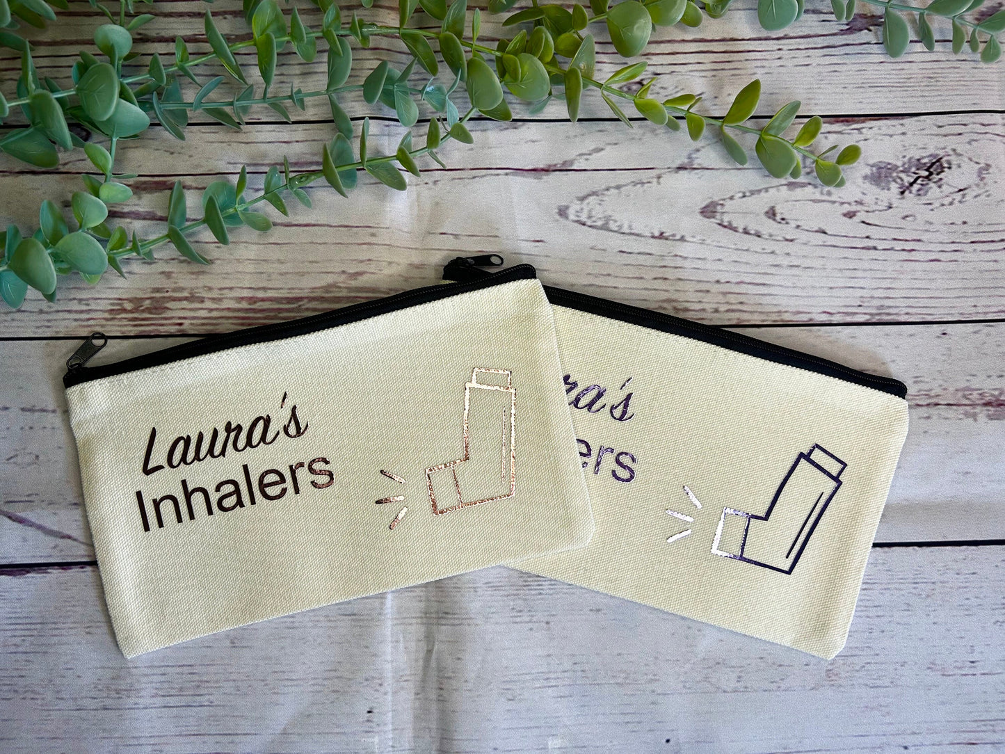 Personalised Cotton Canvas Inhaler Bag | Cotton | Inhaler Pouch | Medication Bag