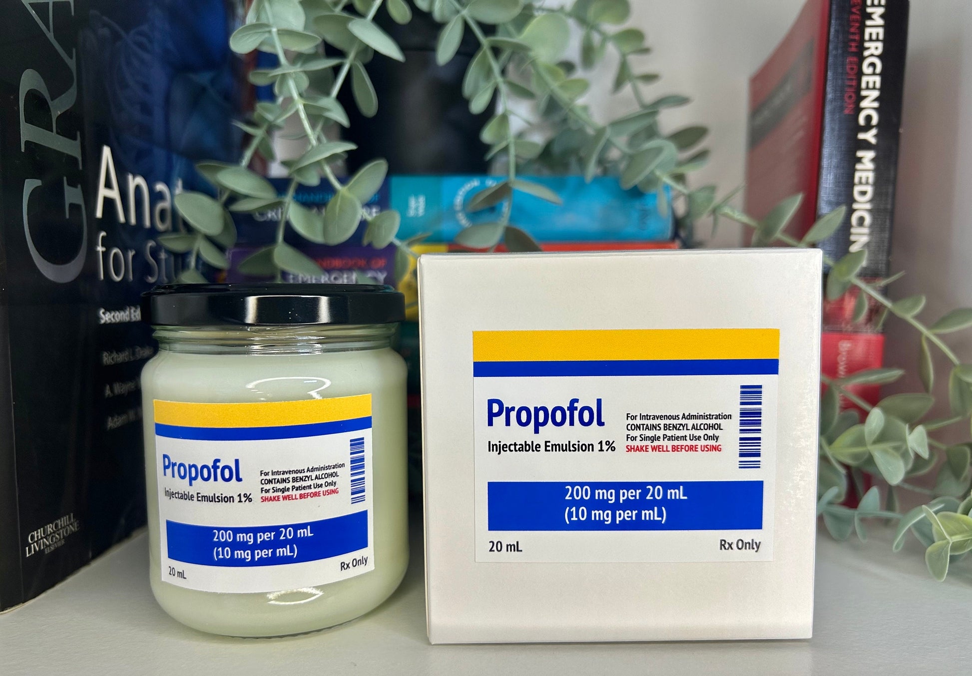 Propofol/Midazolam/Ketamine Label Candle | Soy and Coconut Wax | Medic Gift | Anaesthetics | 170g | 6 oz