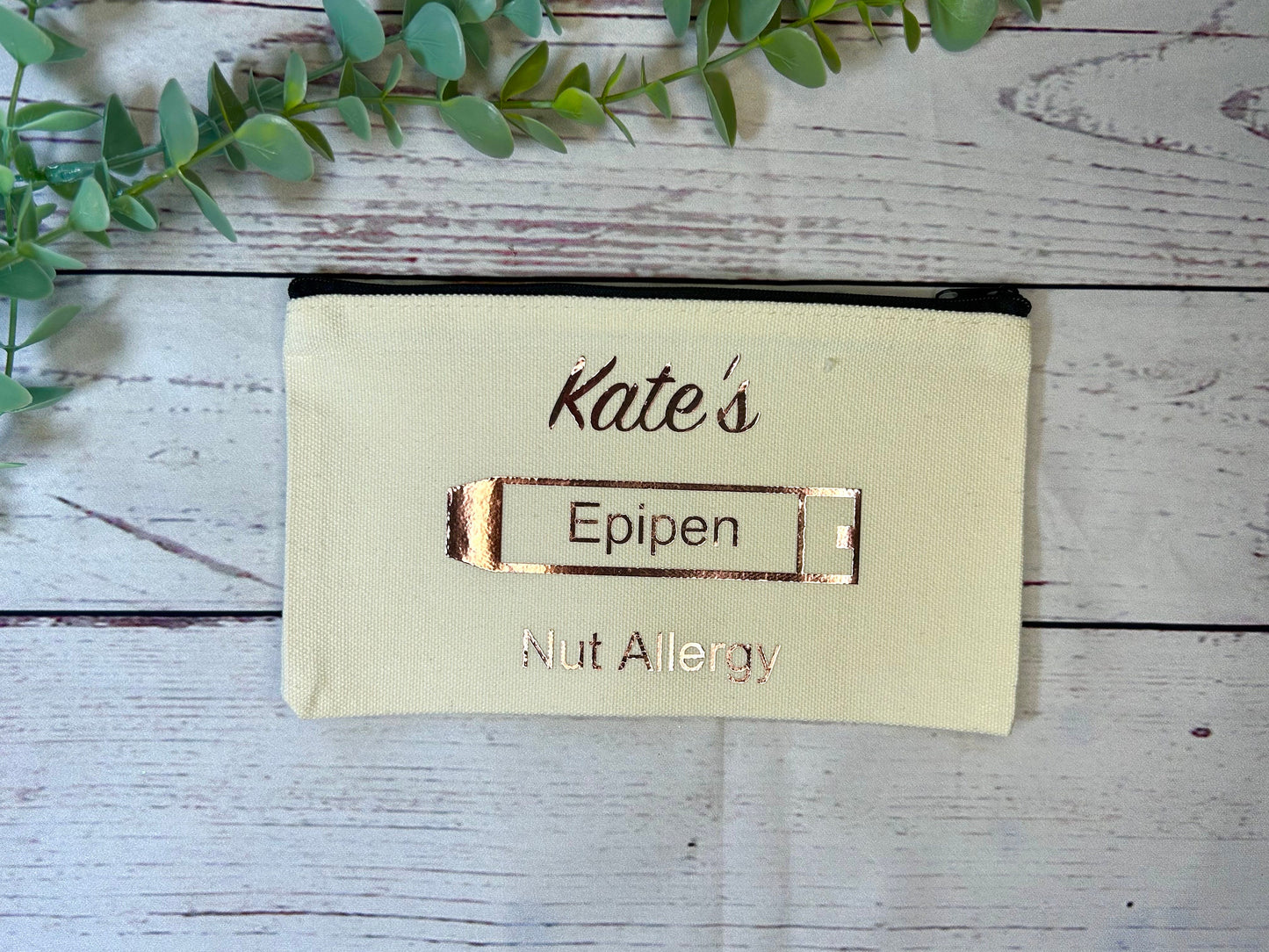 Personalised Cotton Canvas Epipen Bag | Epipen Pouch | Cotton | Medication Bag | Pink, Purple Holographic Vinyl