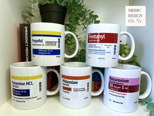 Propofol/Midazolam/Ketamine Label Mug | Medic Gift | Doctor | ODP | Nurse | Vet