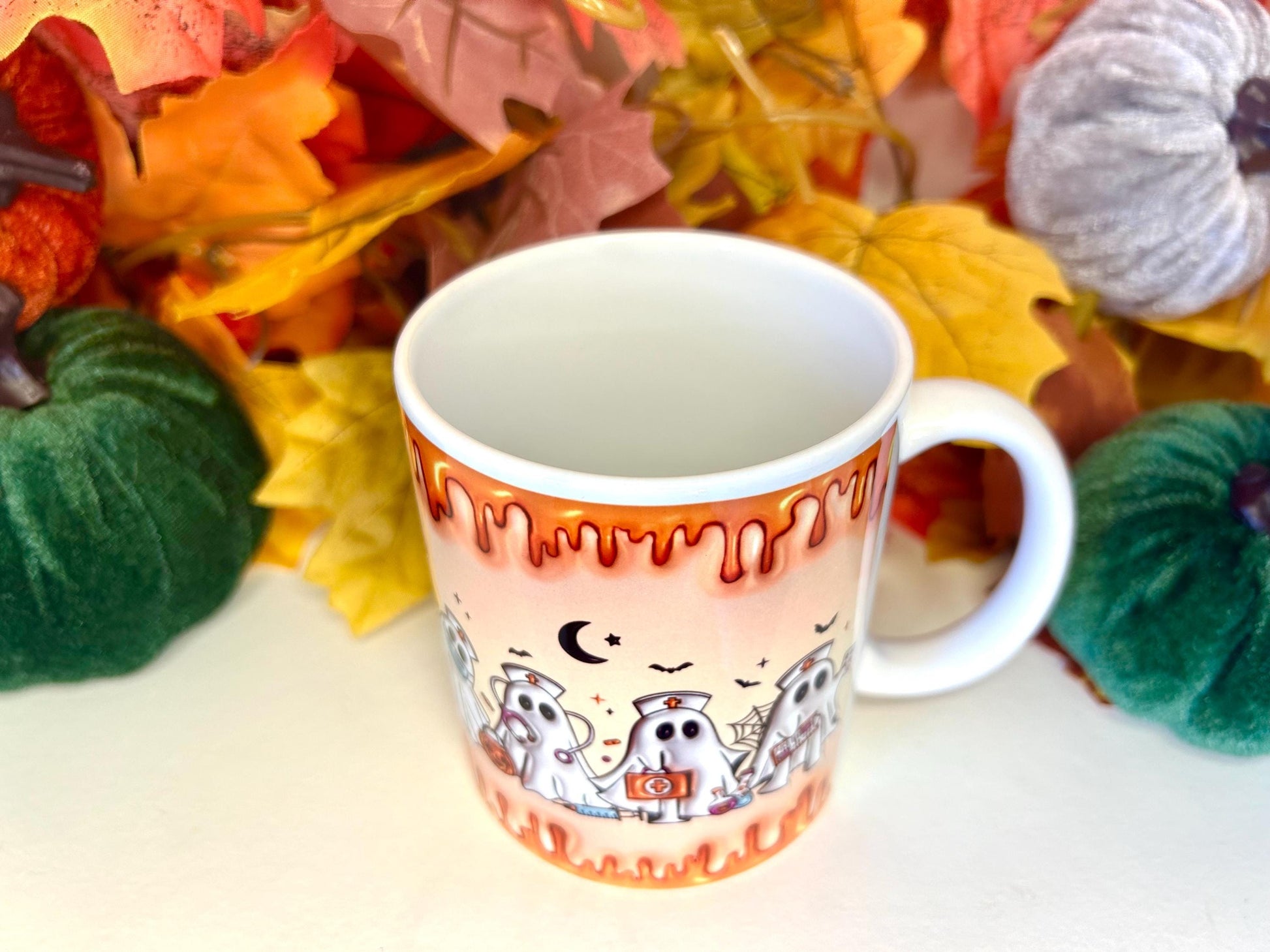 Ghost Nurse Doctor Halloween Mug | Orange |Medic Gift | Doctor | ODP | Nurse | Vet