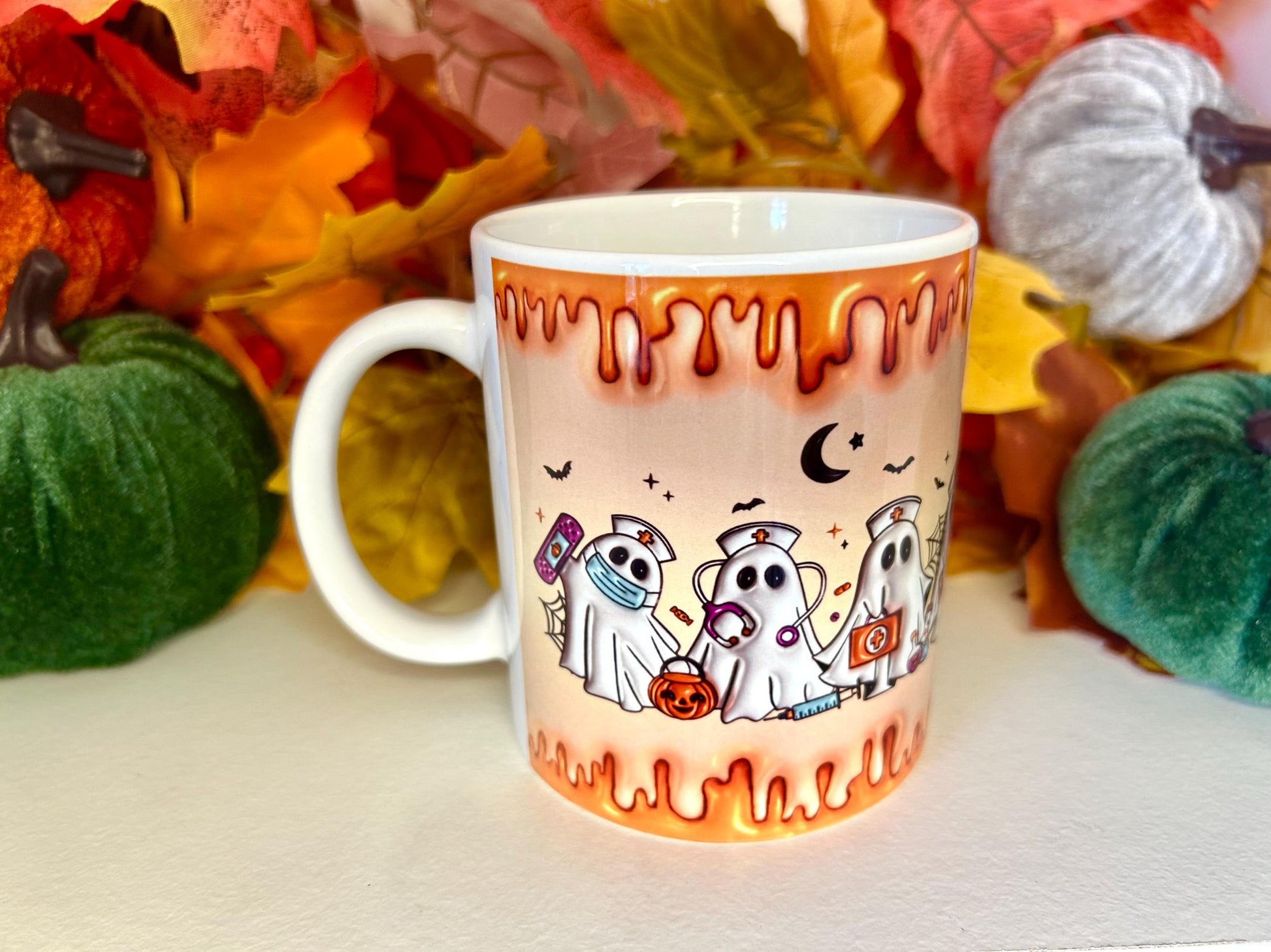 Ghost Nurse Doctor Halloween Mug | Orange |Medic Gift | Doctor | ODP | Nurse | Vet