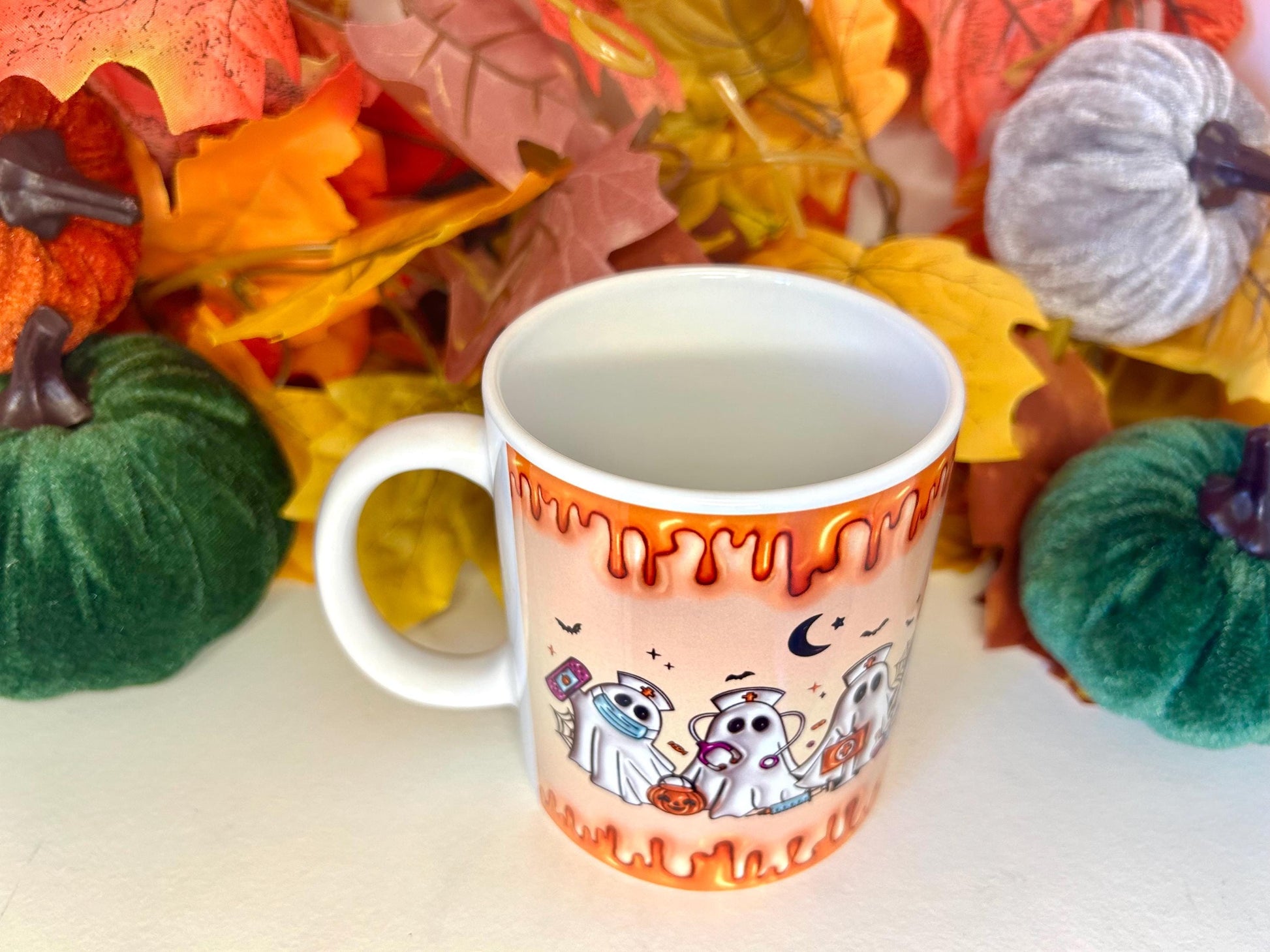 Ghost Nurse Doctor Halloween Mug | Orange |Medic Gift | Doctor | ODP | Nurse | Vet