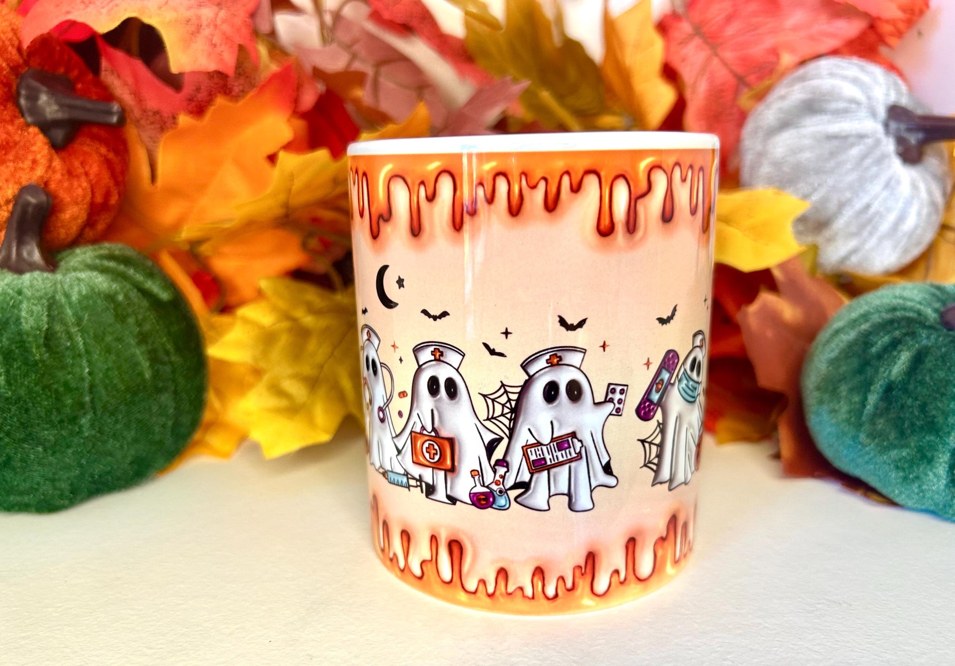 Ghost Nurse Doctor Halloween Mug | Orange |Medic Gift | Doctor | ODP | Nurse | Vet