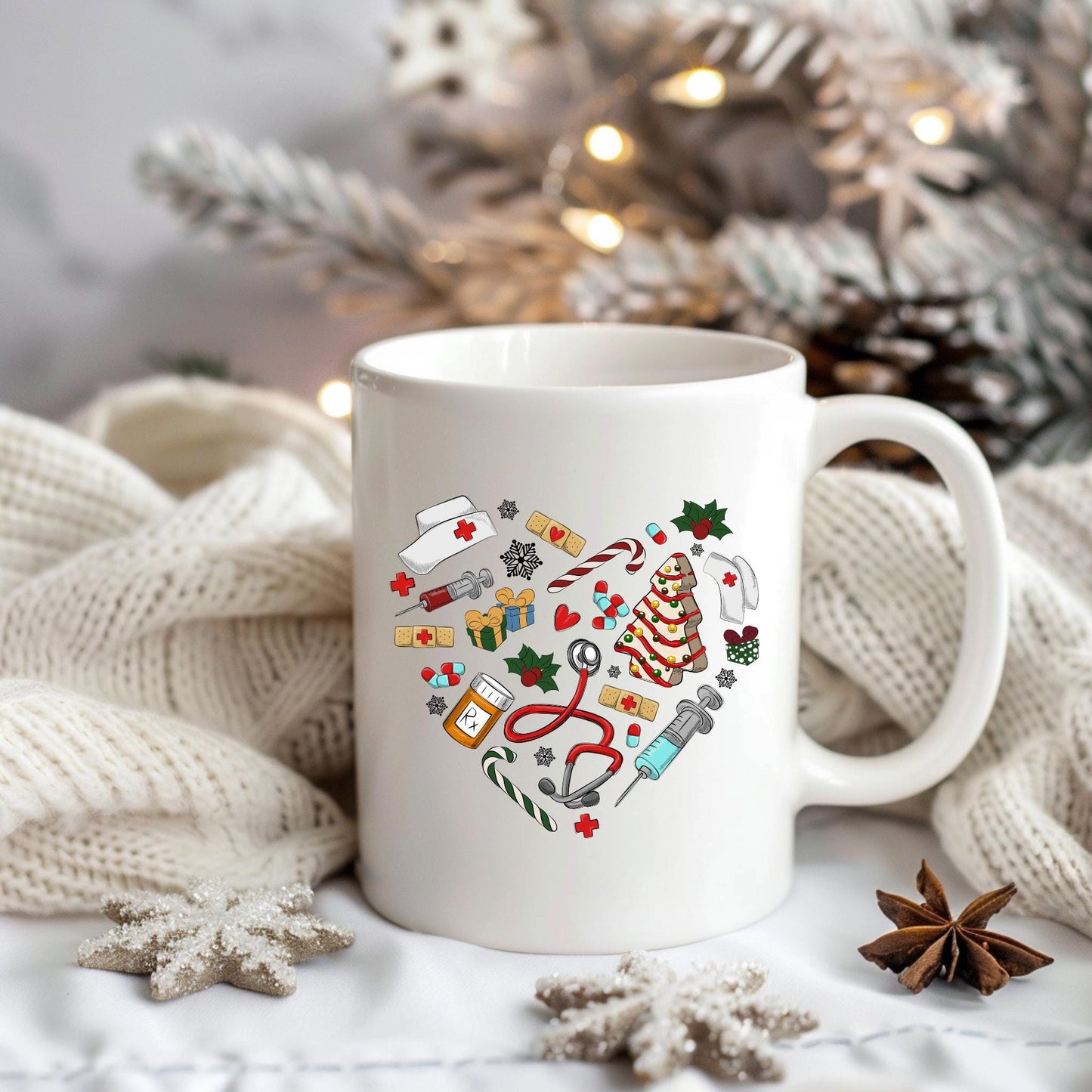Heart Medical Icons Christmas Mug | Medic Gift | Doctor | ODP | Nurse | Vet