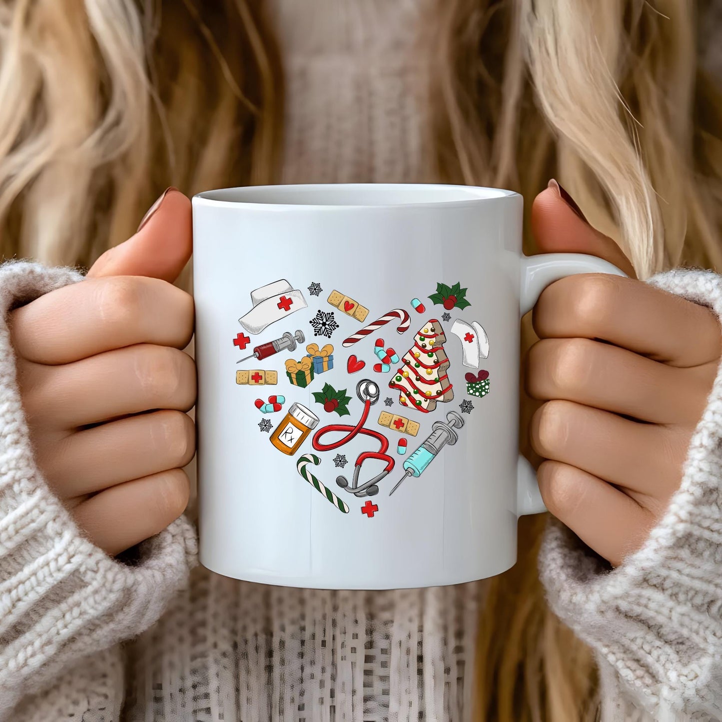 Heart Medical Icons Christmas Mug | Medic Gift | Doctor | ODP | Nurse | Vet