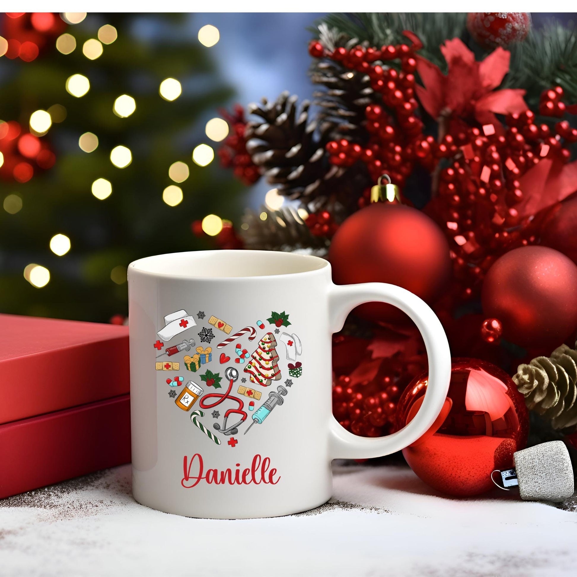 Heart Medical Icons Christmas Mug | Medic Gift | Doctor | ODP | Nurse | Vet