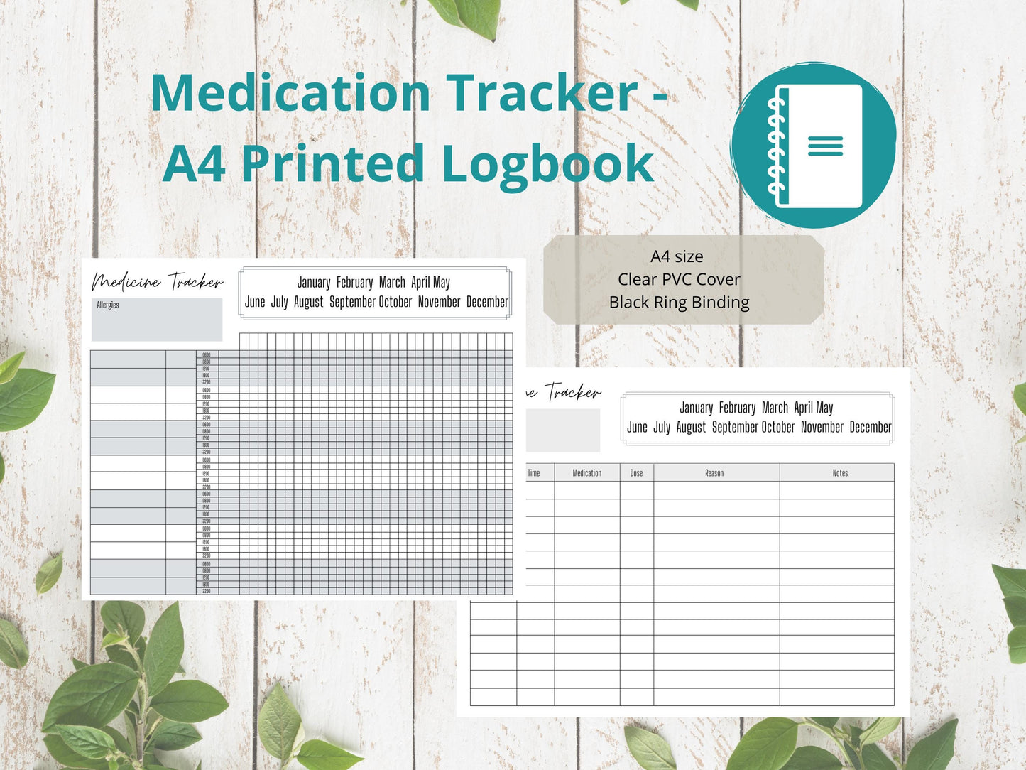 Medication Chart A4 | Medication Tracker | Medication Log | Printed | Medical Chart | Medical Planner
