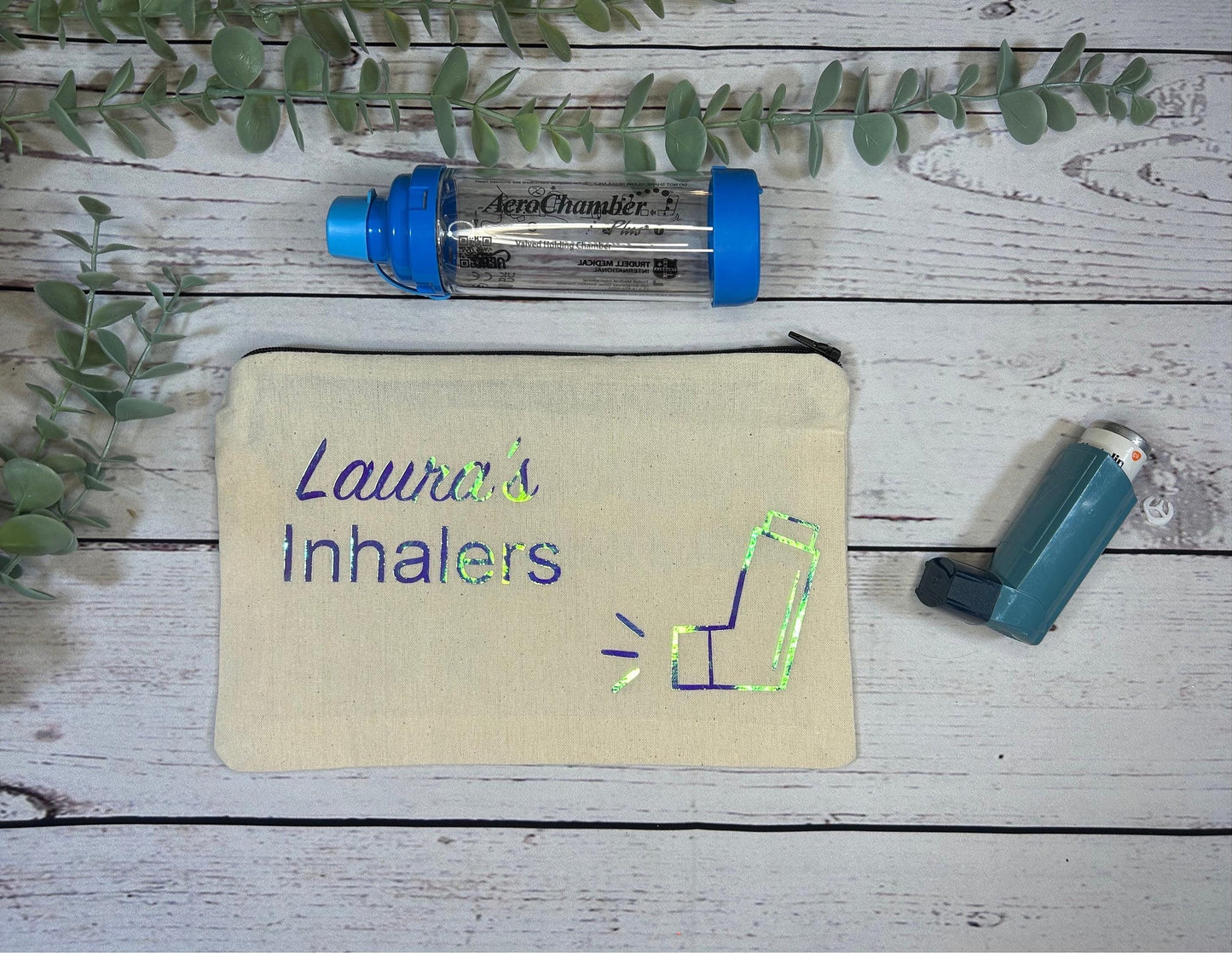 Personalised Cotton Canvas Inhaler Bag | Cotton | Inhaler Pouch | Medication Bag
