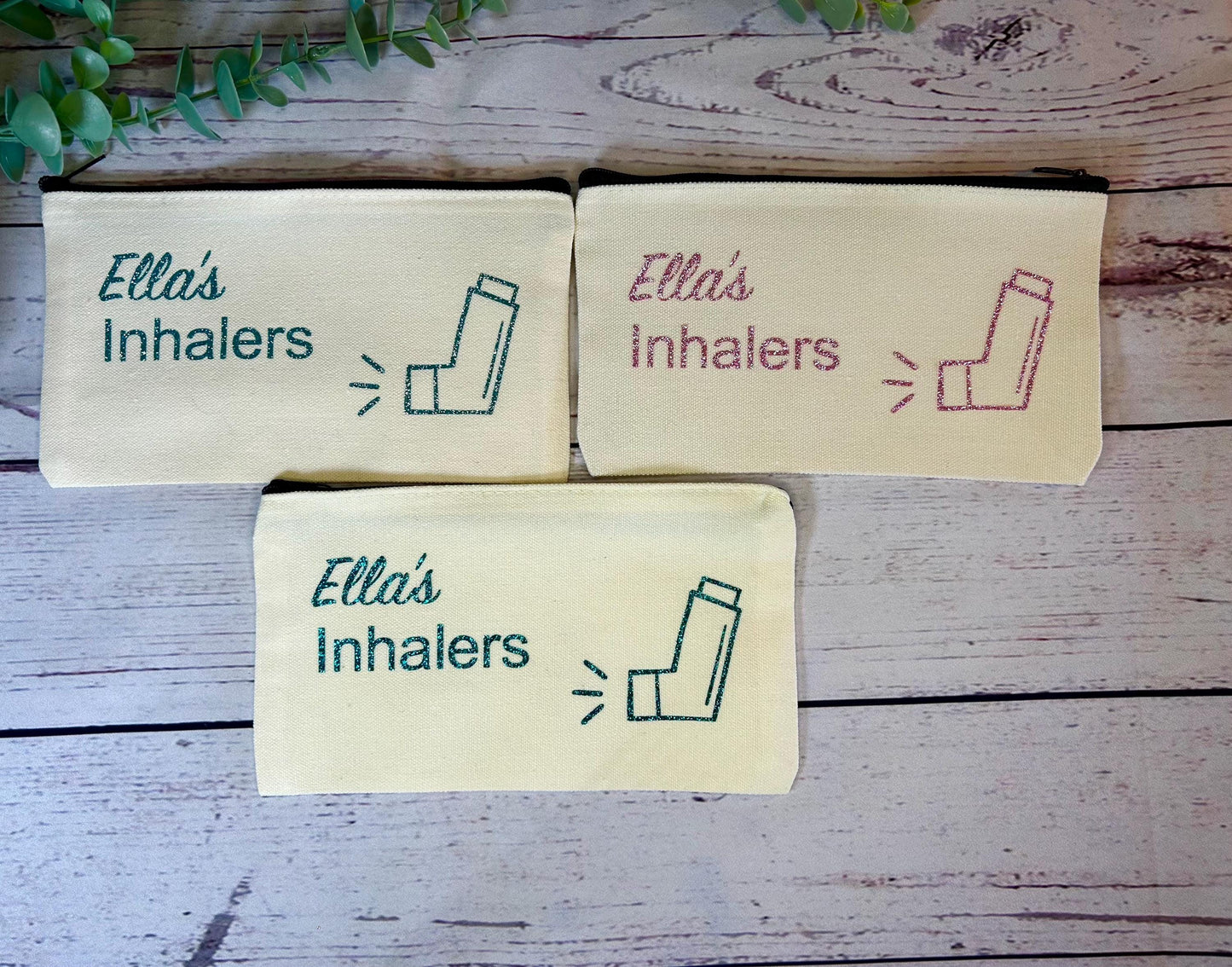 Personalised Cotton Canvas Inhaler Bag | Cotton | Inhaler Pouch | Medication Bag