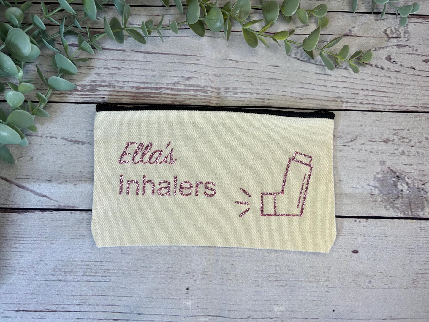 Personalised Cotton Canvas Inhaler Bag | Cotton | Inhaler Pouch | Medication Bag