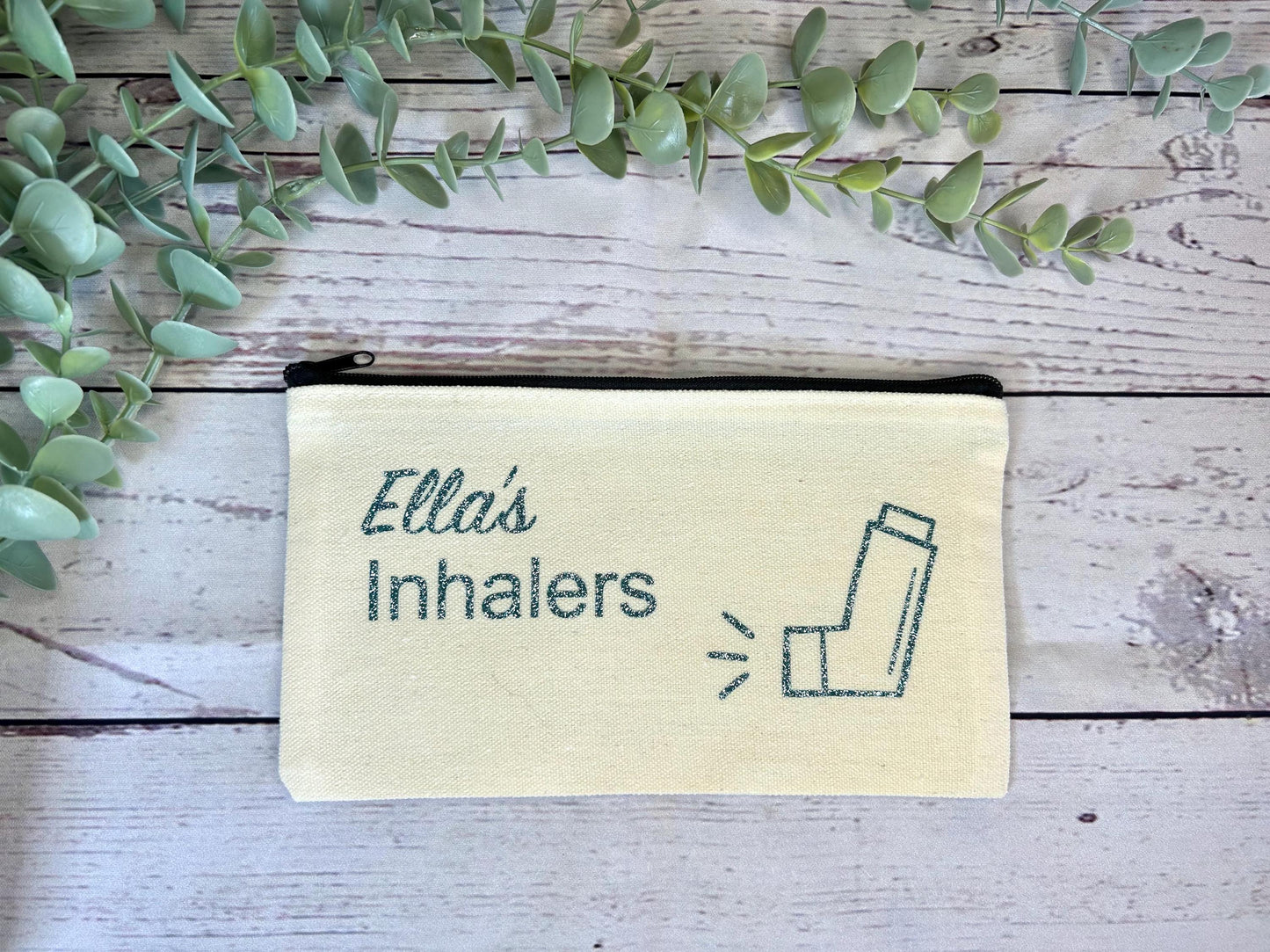 Personalised Cotton Canvas Inhaler Bag | Cotton | Inhaler Pouch | Medication Bag