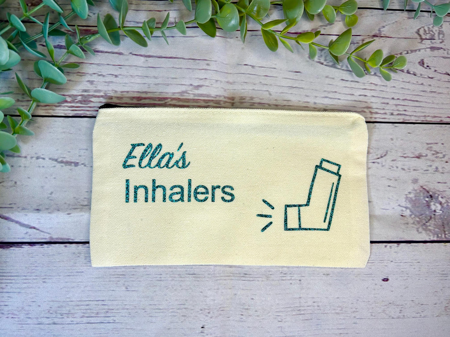 Personalised Cotton Canvas Inhaler Bag | Cotton | Inhaler Pouch | Medication Bag