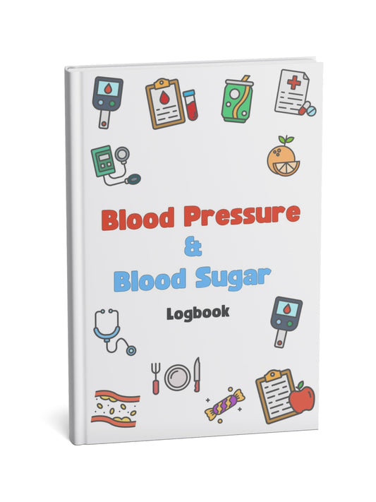 Blood Pressure and Blood Sugar Log Book: 2 in 1 Daily Blood Pressure and Blood Sugar Notebook for Diabetics | Record Medication