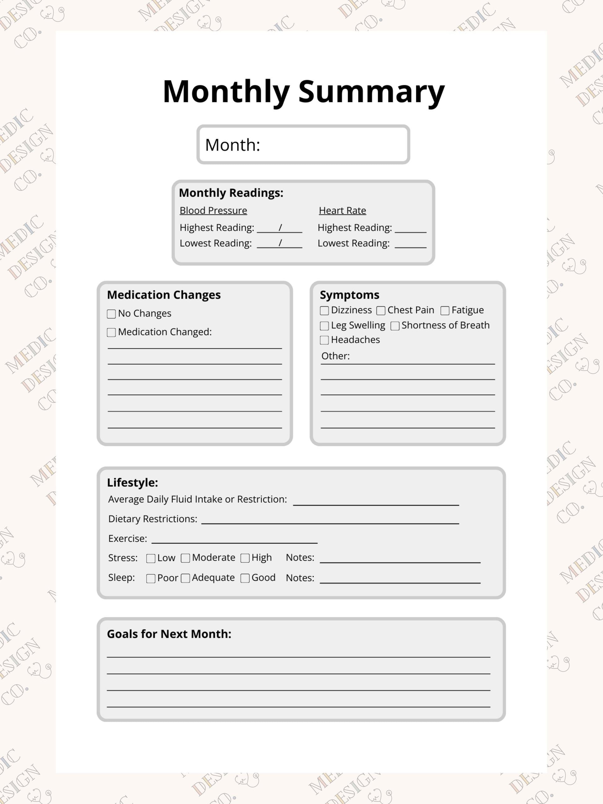 Blood Pressure Journal: Daily Blood Pressure and Heart Rate Logbook | Track Blood Pressure Daily + Medication | Monthly and Yearly Summaries