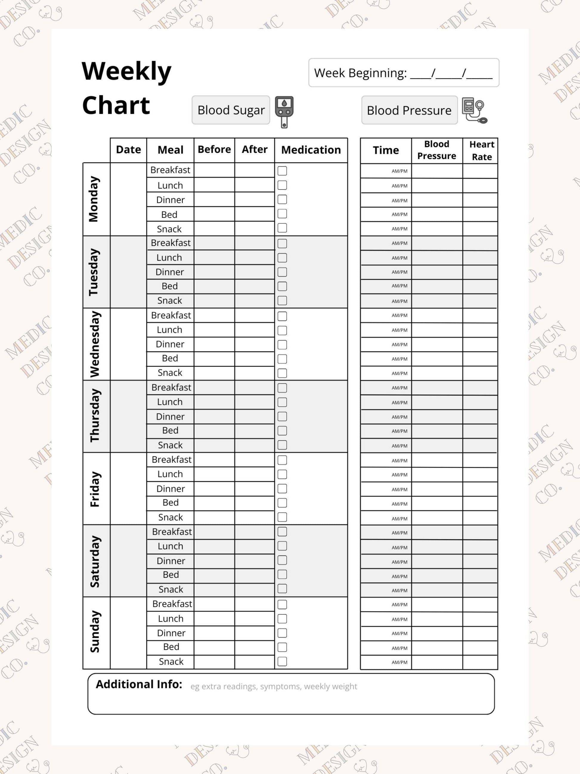 Blood Pressure and Blood Sugar Log Book: 2 in 1 Daily Blood Pressure and Blood Sugar Notebook for Diabetics | Record Medication
