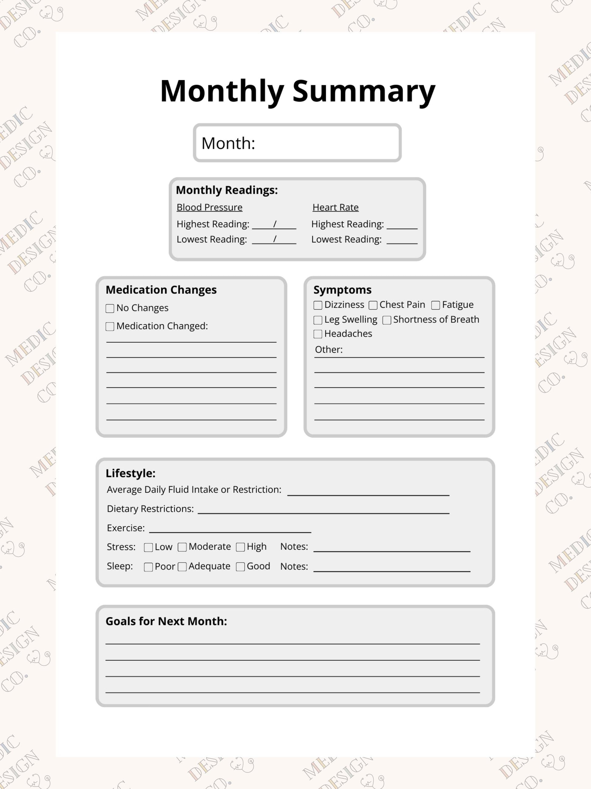Blood Pressure Log Book: Blood Pressure and Heart Rate Notebook | Easy To Read | Track BP + Add Medication | Blood Pressure Chart