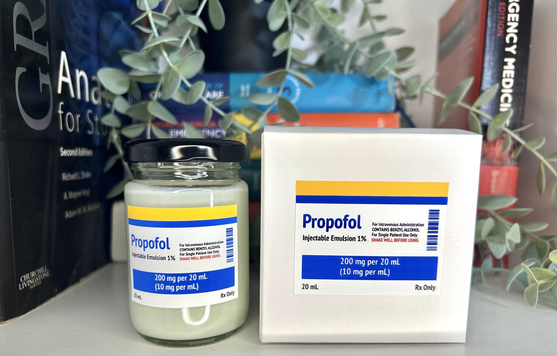 Drug Label Theme Mini Candle | Soy and Coconut Wax | Medic Gift | Anaesthetics | 90g | 3 oz