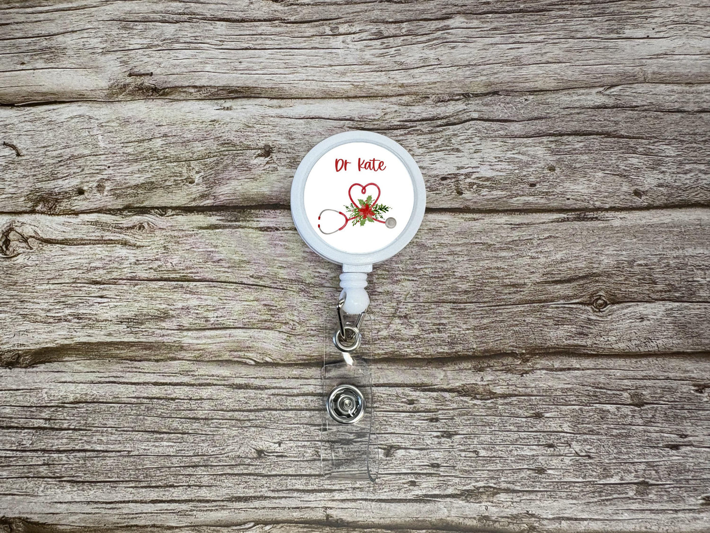 Flowery Stethoscope ID Badge Reel Clip | Personalised | Medic Gift | Nurse | Doctor | Vet | Paramedic | Graduation