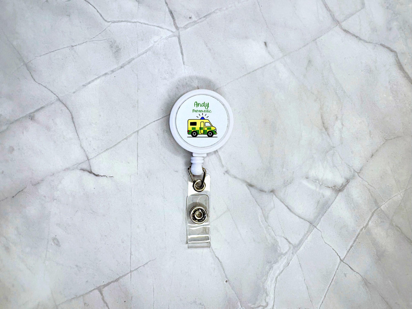 Ambulance Paramedic ID Badge Reel Clip | Personalised | Medic Gift | Nurse | Doctor | Vet | Paramedic | Graduation