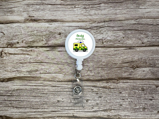 Ambulance Paramedic ID Badge Reel Clip | Personalised | Medic Gift | Nurse | Doctor | Vet | Paramedic | Graduation