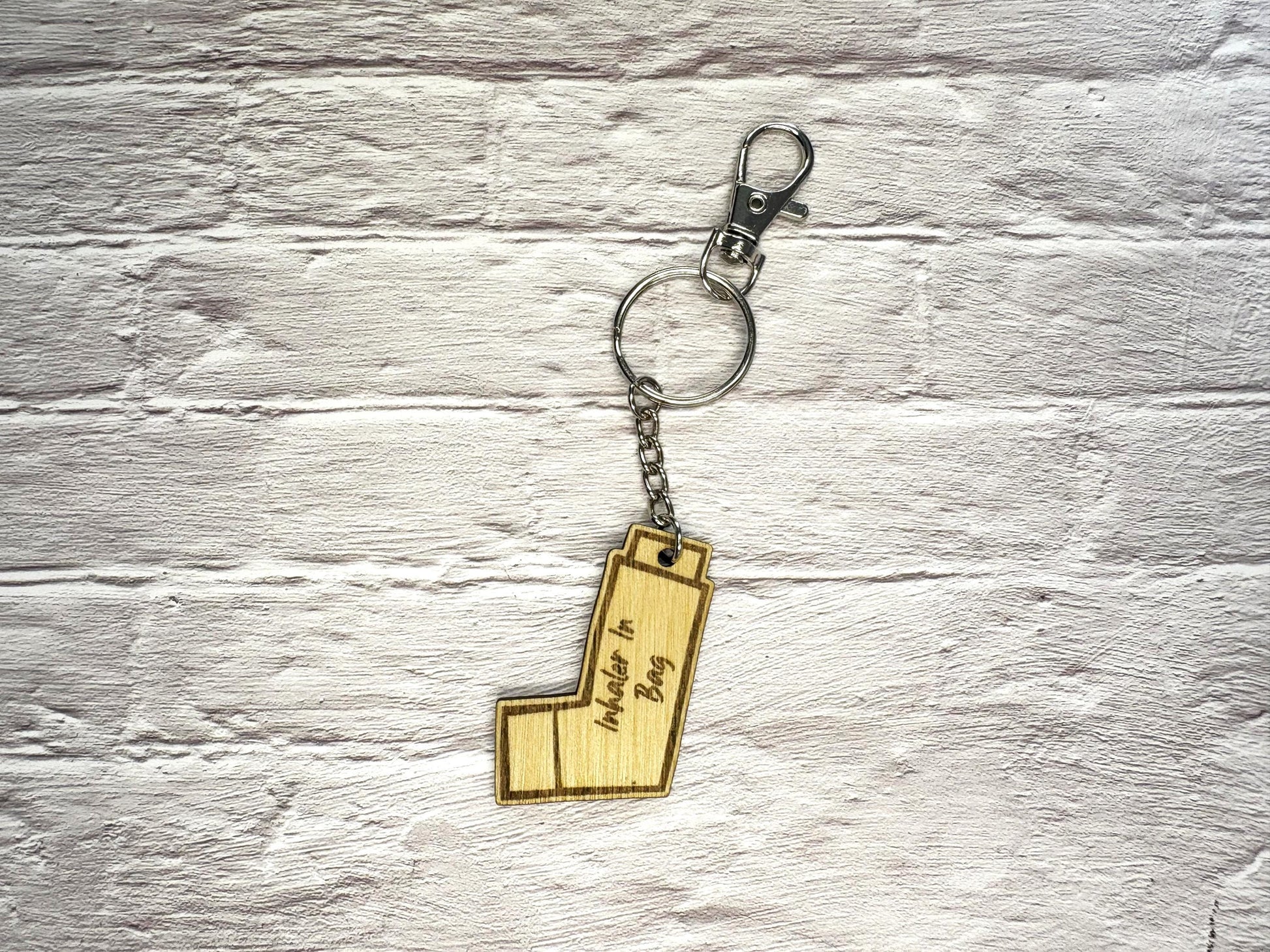 Inhaler Keychain | Asthma Keyring | Inhaler In Bag Keychain | Inhaler Keyring | Wood
