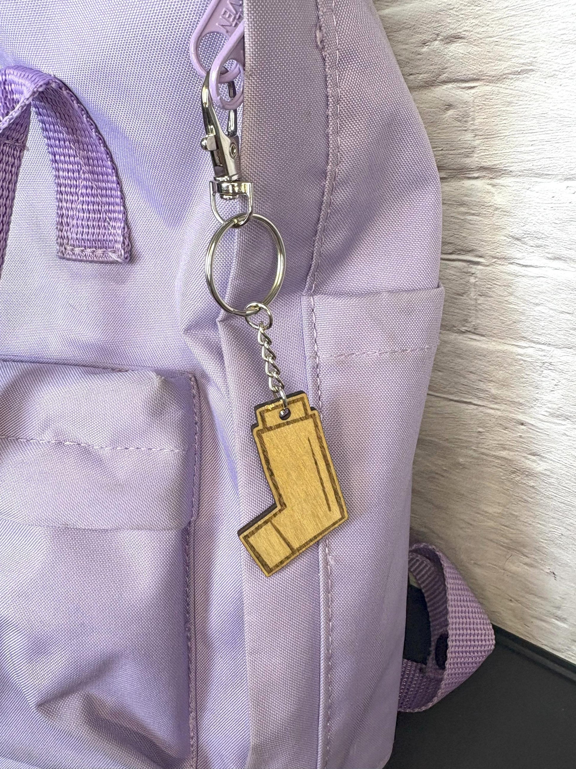 Inhaler Keychain | Asthma Keyring | Inhaler In Bag Keychain | Inhaler Keyring | Wood