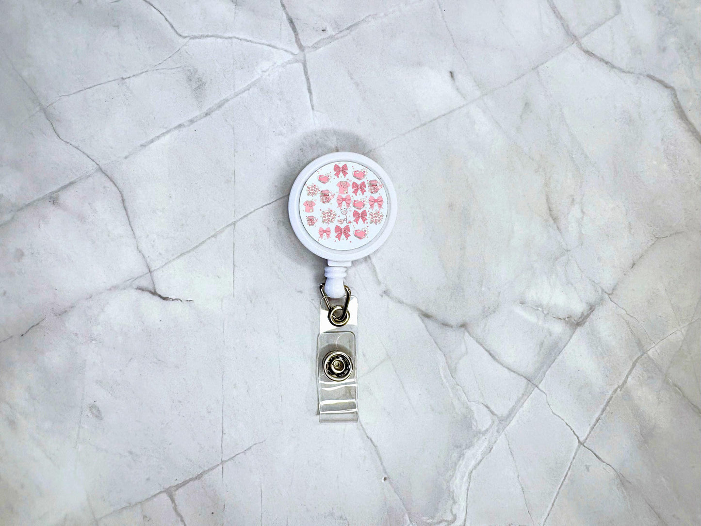 Cute Pink Medical Icons ID Badge Reel Clip | Personalised | Medic Gift | Nurse | Doctor | Vet | Paramedic | Graduation