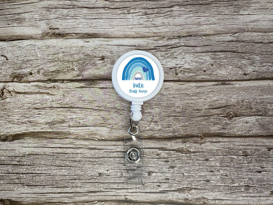 NHS Rainbow ID Badge Reel Clip | Personalised | Medic Gift | Nurse | Doctor | Vet | Paramedic | Graduation