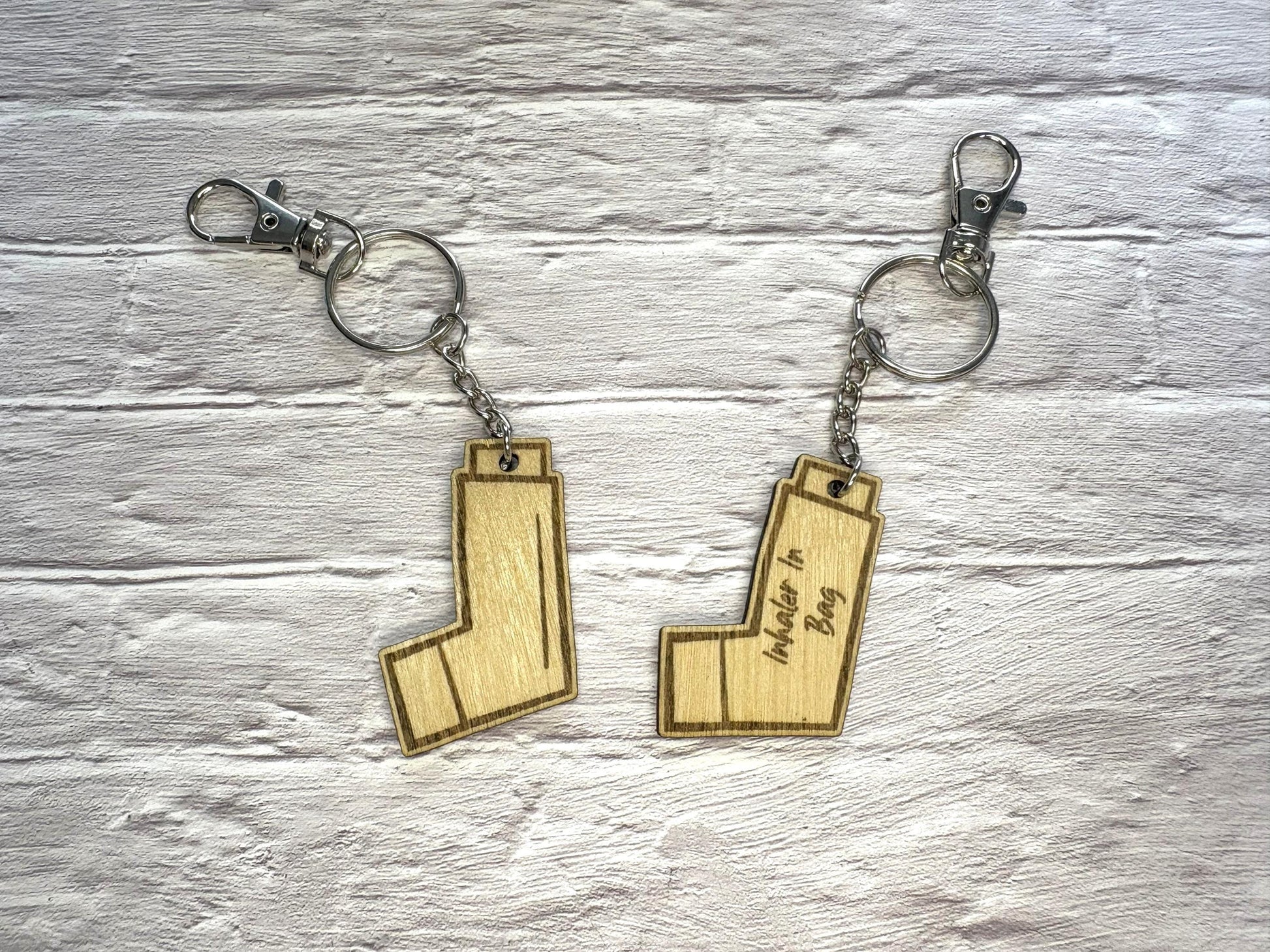 Inhaler Keychain | Asthma Keyring | Inhaler In Bag Keychain | Inhaler Keyring | Wood