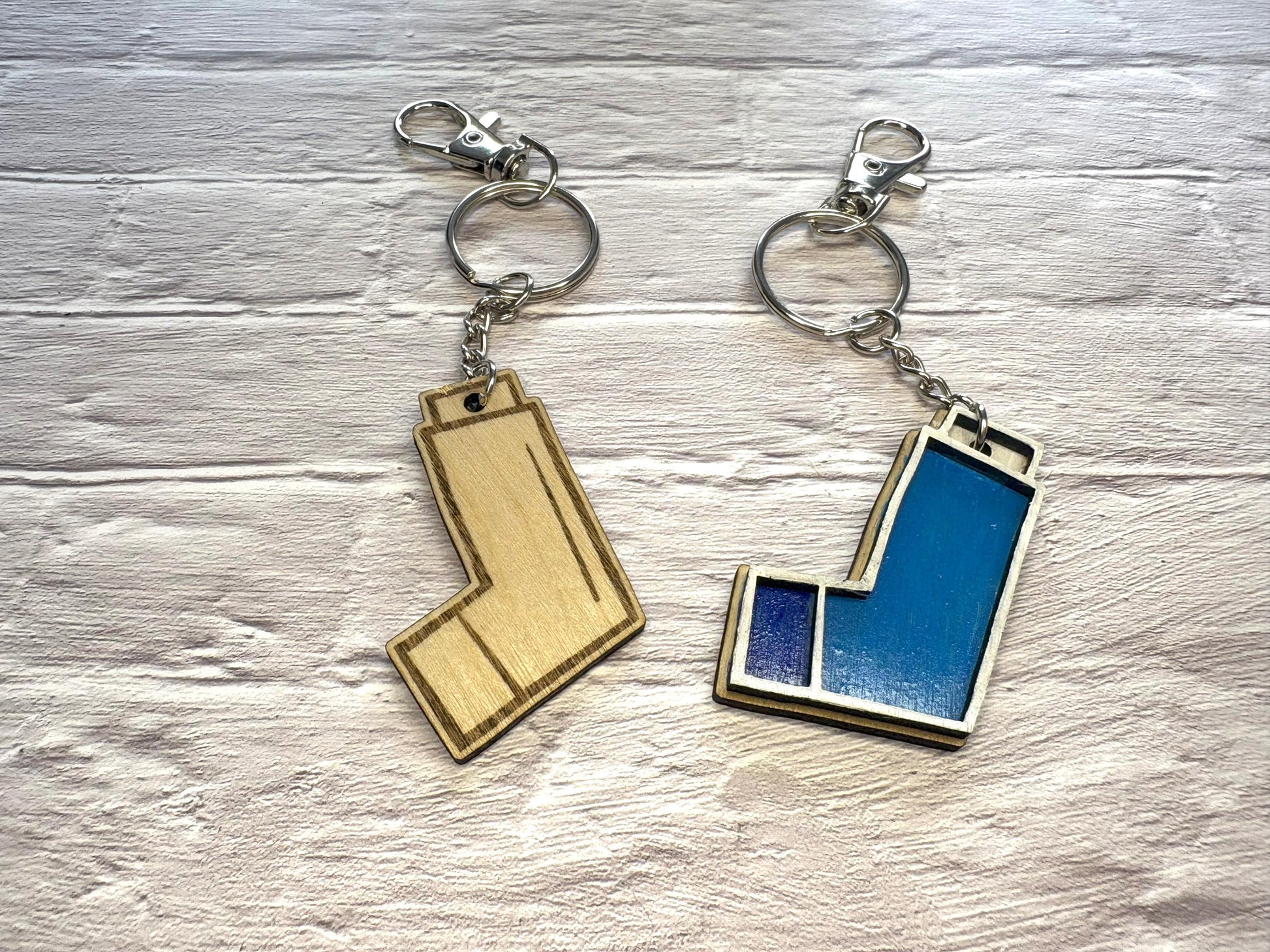 Hand Painted Inhaler Keychain | Asthma Keyring | Inhaler In Bag Keychain | Inhaler Keyring | Wood