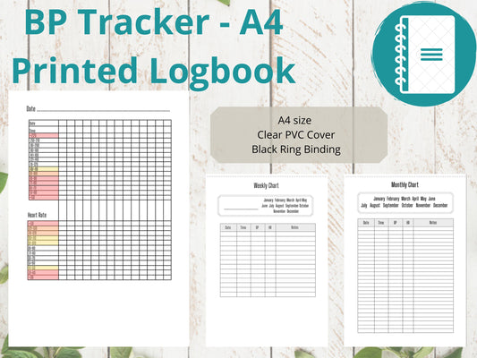 Blood Pressure Log A4 | Blood Pressure Tracker | Printed | Medical Chart | Medical Planner
