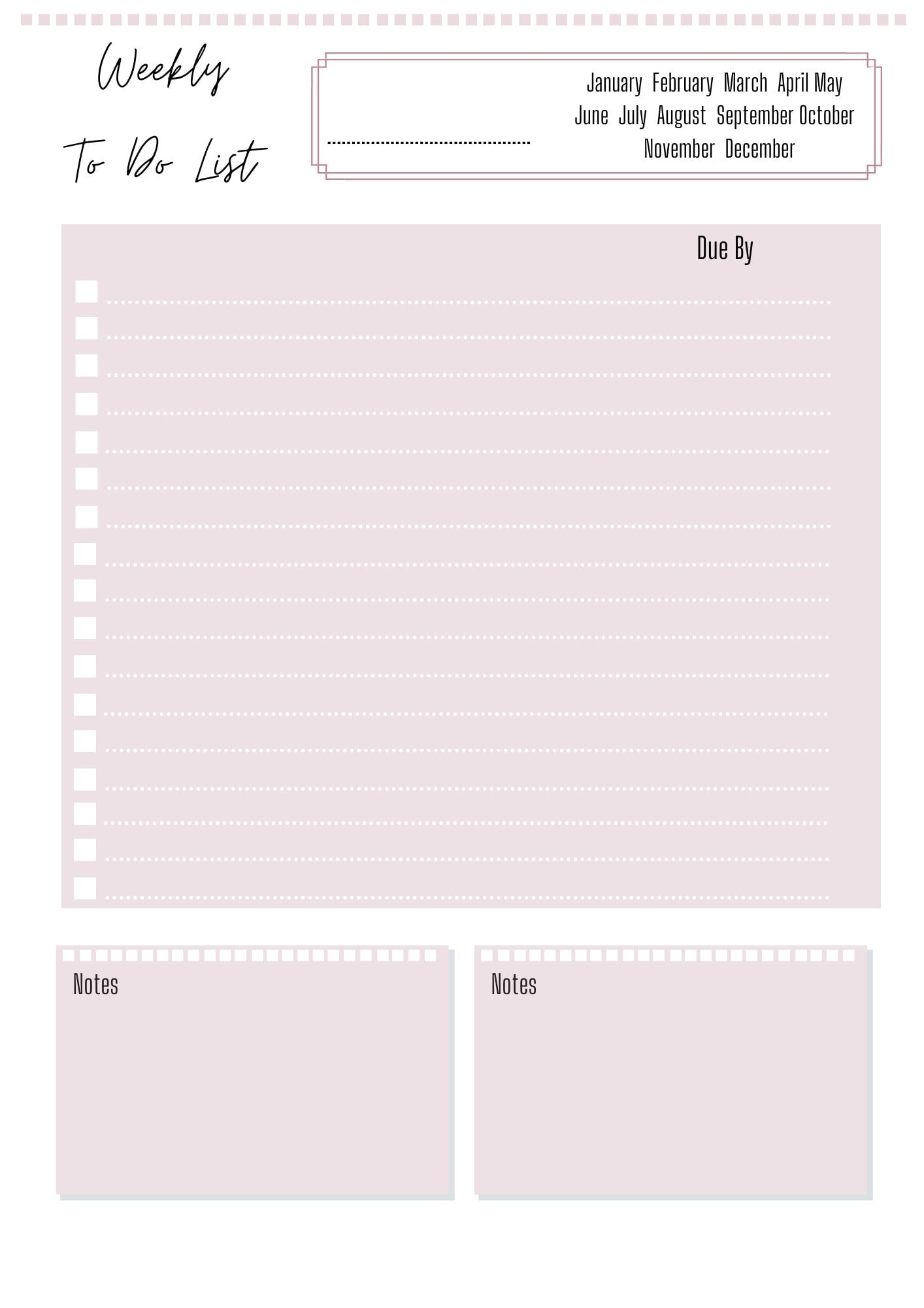 Weekly Task List A4 | Task Planner | Weekly To Do List | Printed