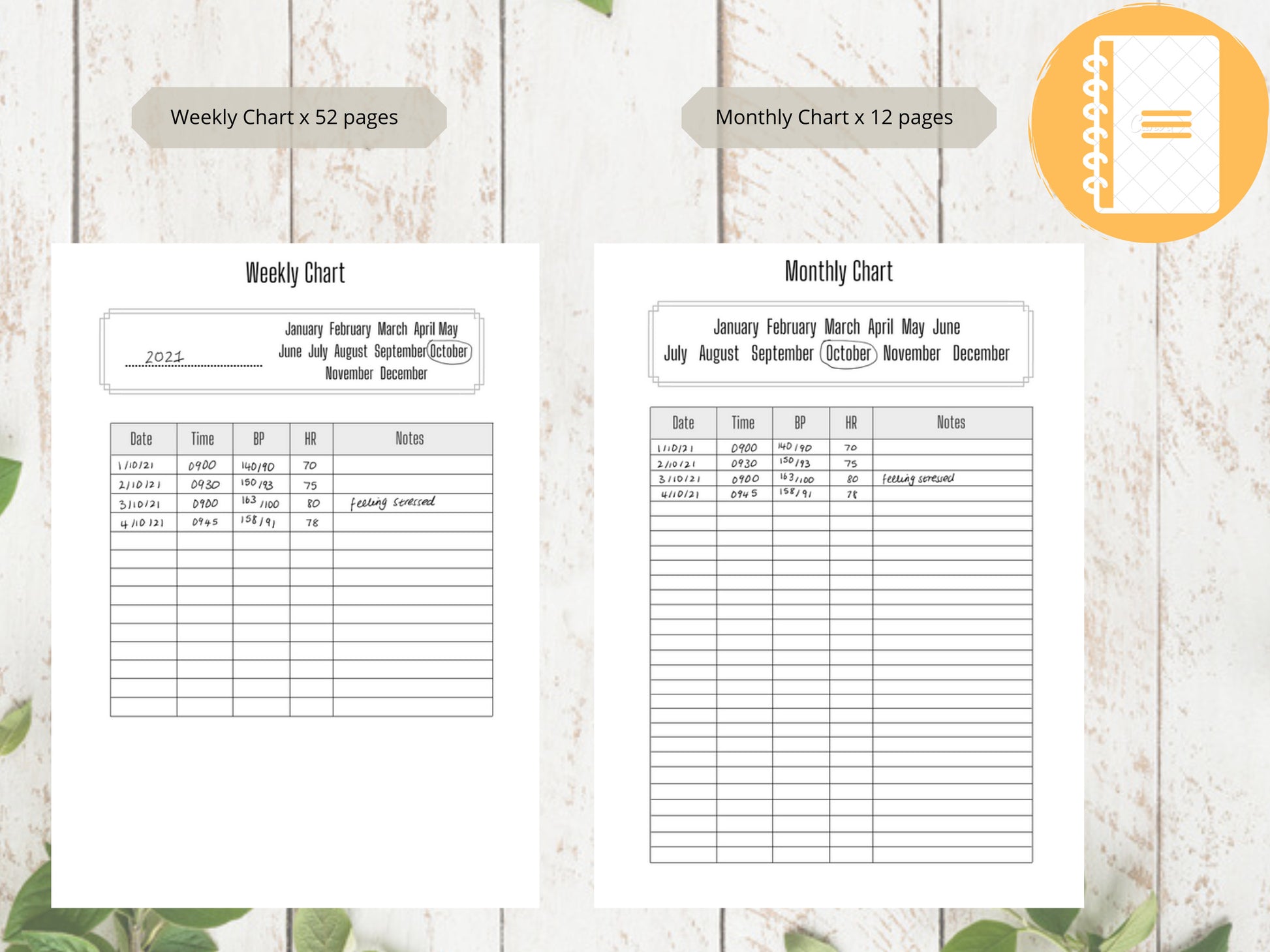 Blood Pressure Log A5 | Blood Pressure Tracker | Printed | Medical Chart | Medical Planner