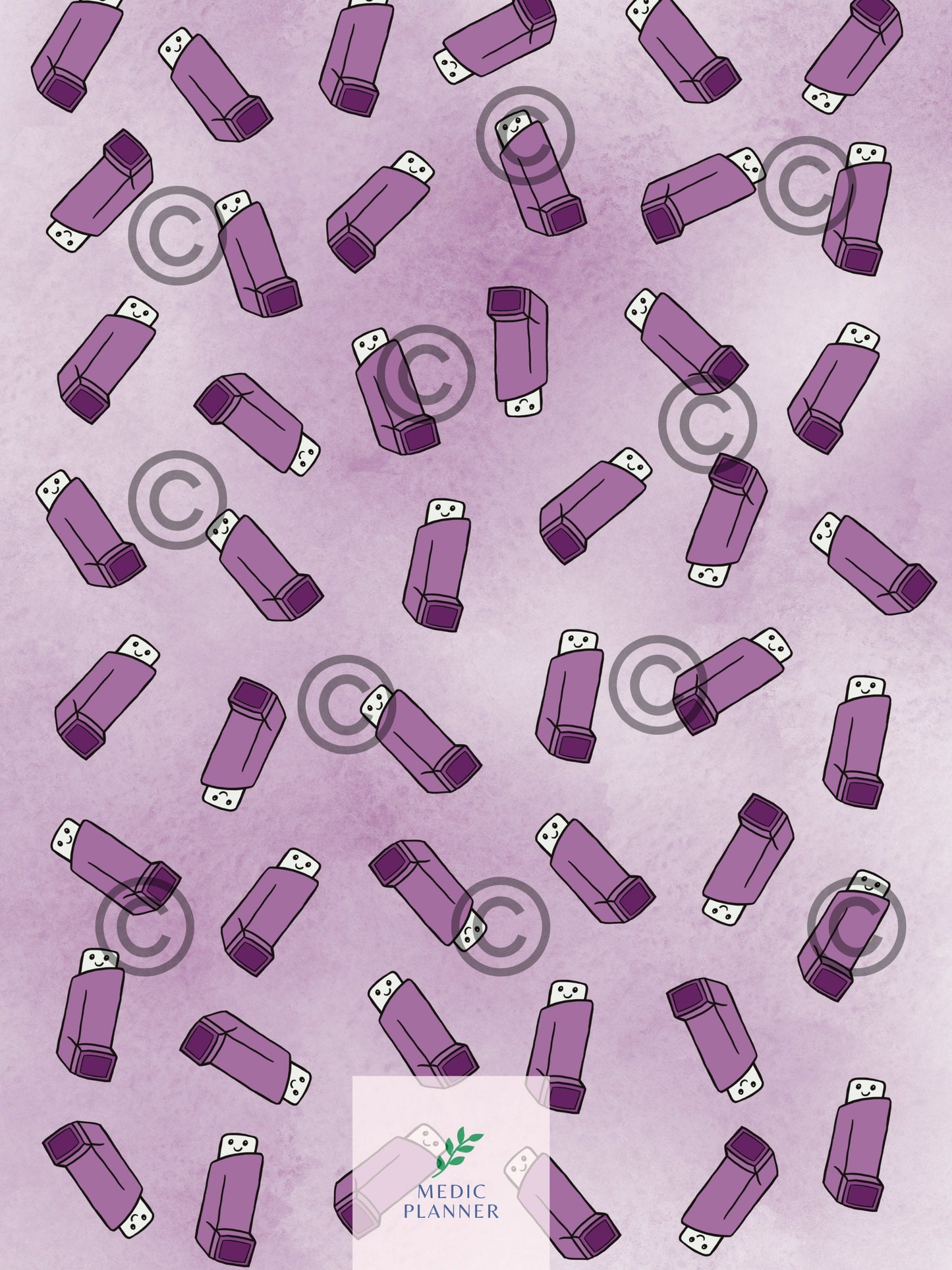 Handmade Inhaler Pattern Medication Bag - Purple | Inhaler Pouch | Asthma Bag | Puffer Pouch