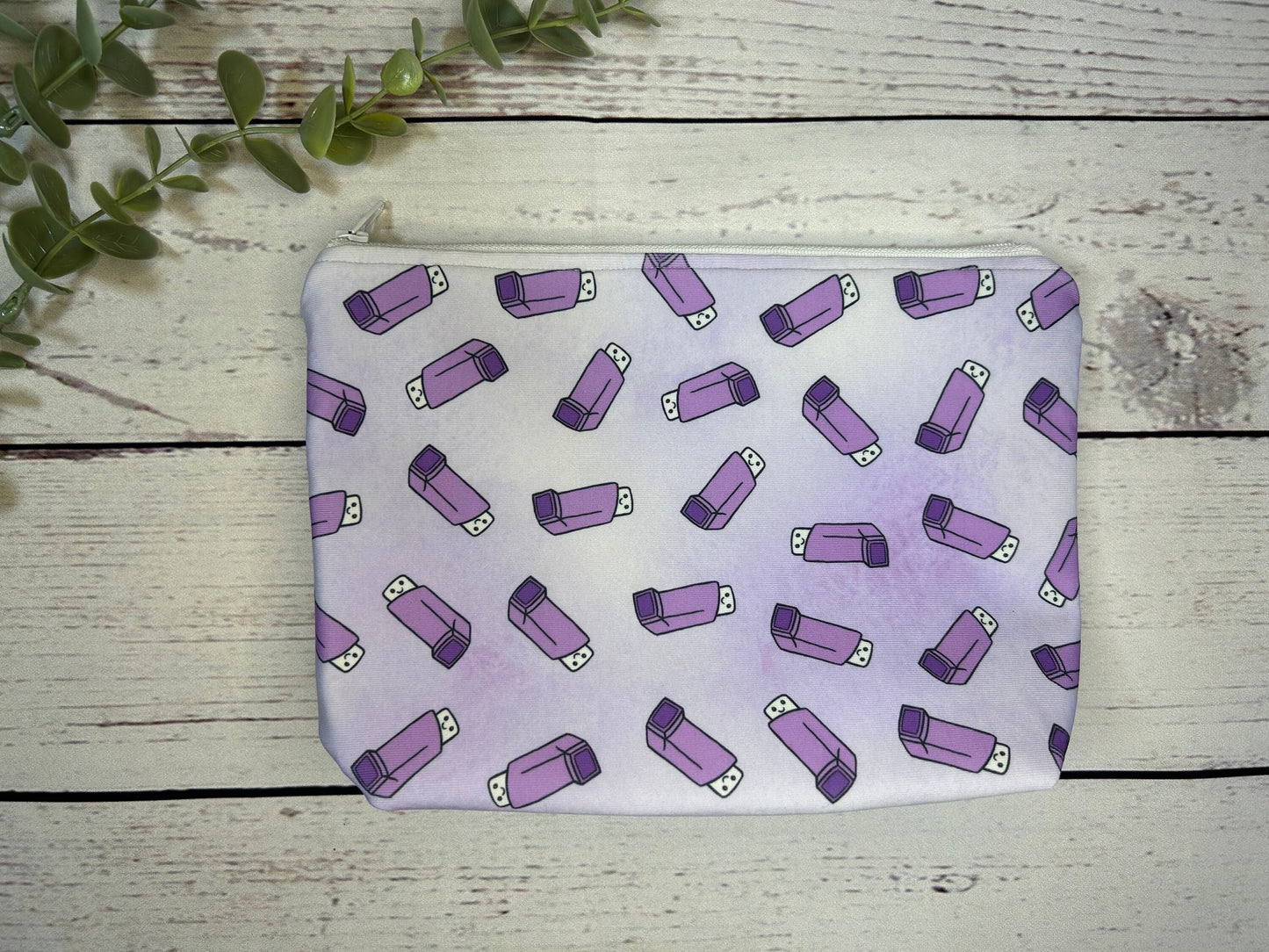 Handmade Inhaler Pattern Medication Bag - Purple | Inhaler Pouch | Asthma Bag | Puffer Pouch