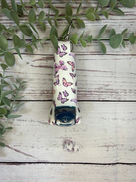 Faux Leather Inhaler Holder - Purple Butterflies | Inhaler Case | Asthma Inhaler Holder | Asthma Pump Cover | Keychain
