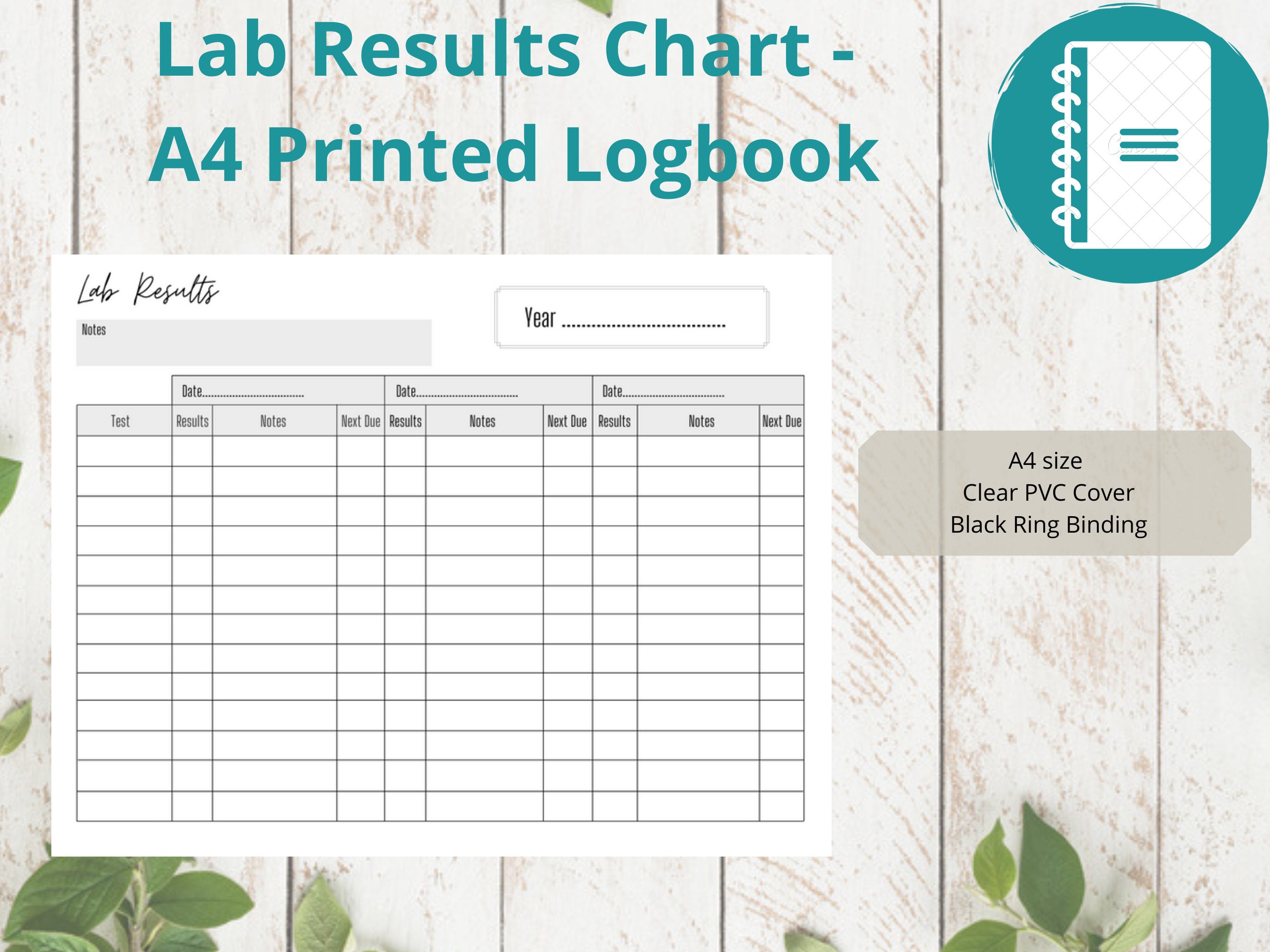 Lab Results Chart A4 | Blood Test Results Chart | Printed | Medical Ch ...