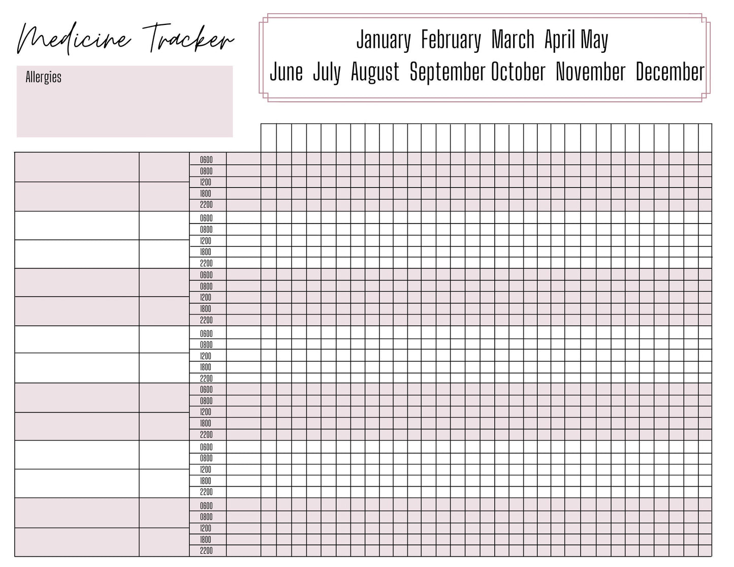 Medication Chart A4 | Medication Tracker | Medication Log | Printed | Medical Chart | Medical Planner