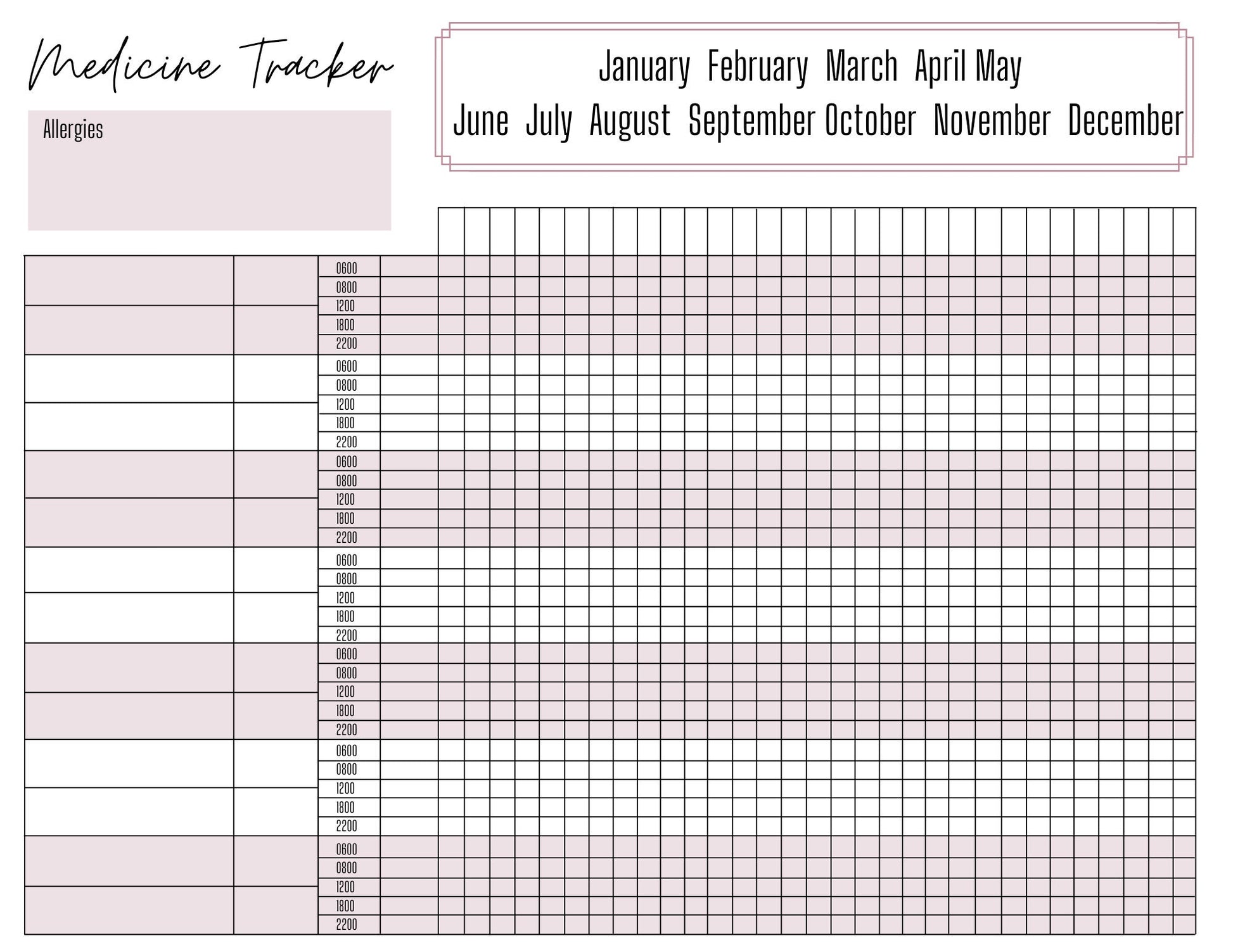 Medication Chart A4 | Medication Tracker | Medication Log | Printed | Medical Chart | Medical Planner