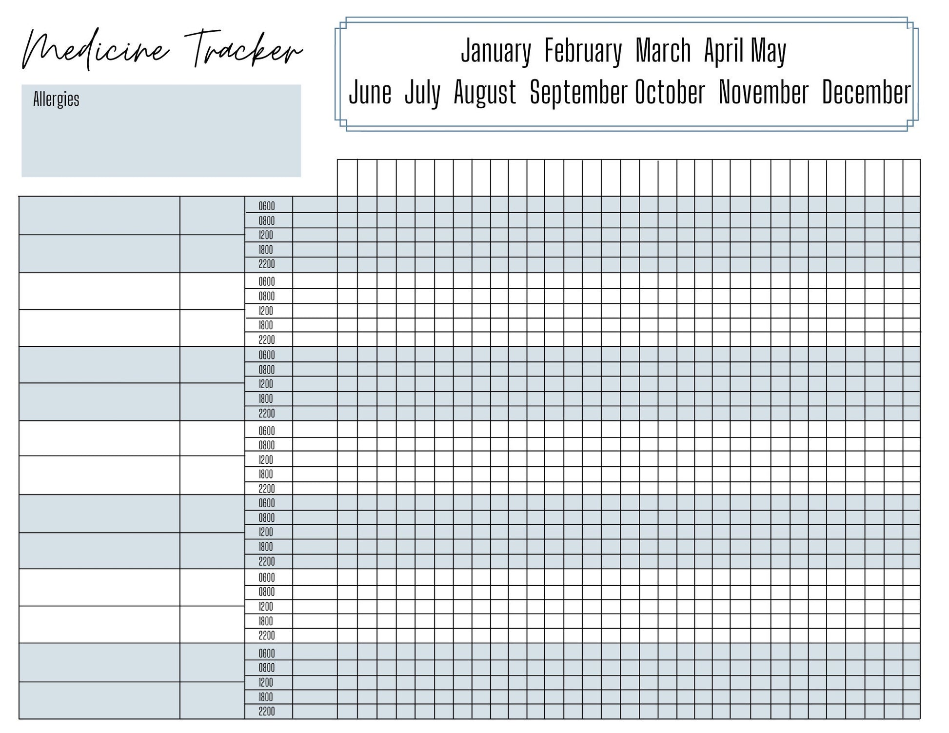Medication Chart A4 | Medication Tracker | Medication Log | Printed | Medical Chart | Medical Planner