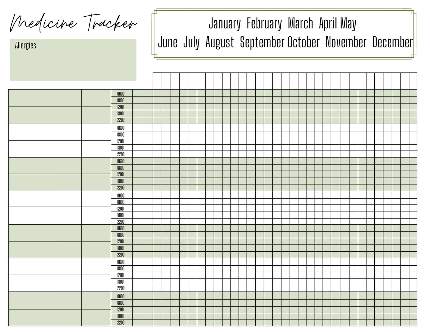 Medication Chart A4 | Medication Tracker | Medication Log | Printed | Medical Chart | Medical Planner