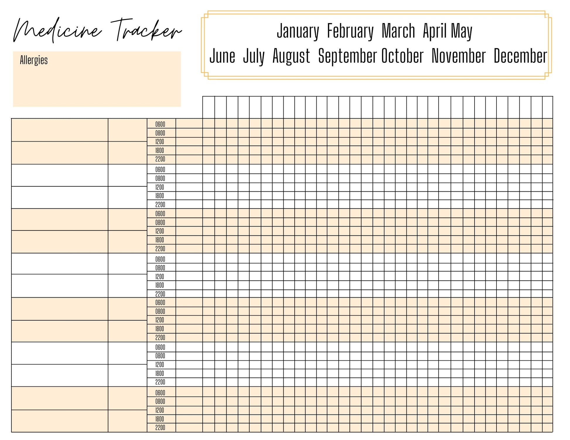 Medication Chart A4 | Medication Tracker | Medication Log | Printed | Medical Chart | Medical Planner