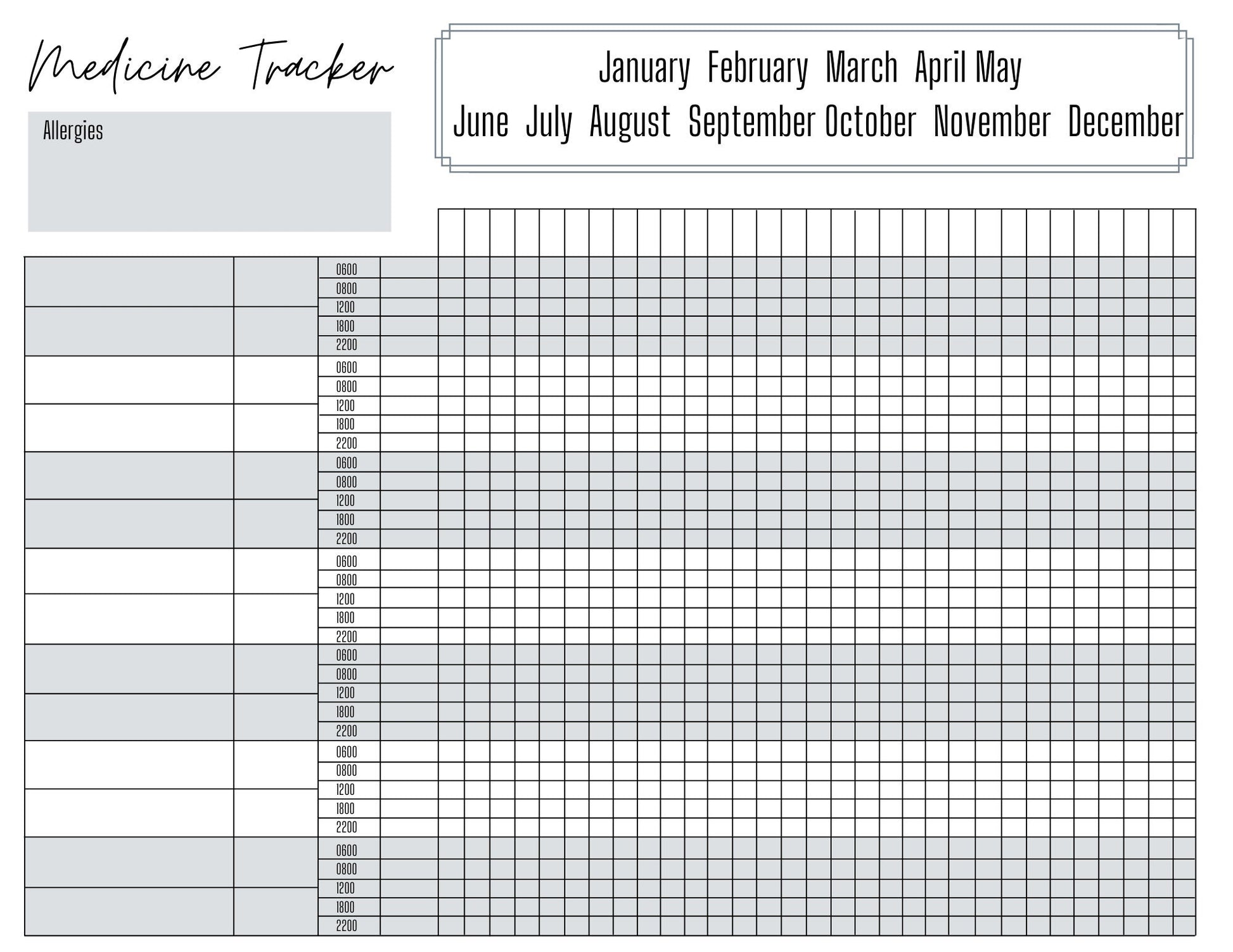Medication Chart A4 | Medication Tracker | Medication Log | Printed | Medical Chart | Medical Planner