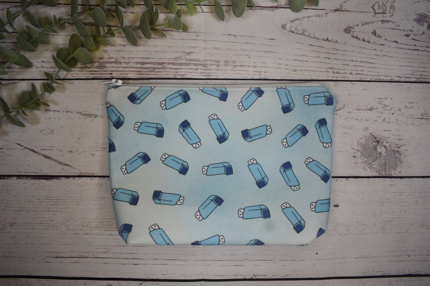 Handmade Inhaler Pattern Medication Bag - Blue