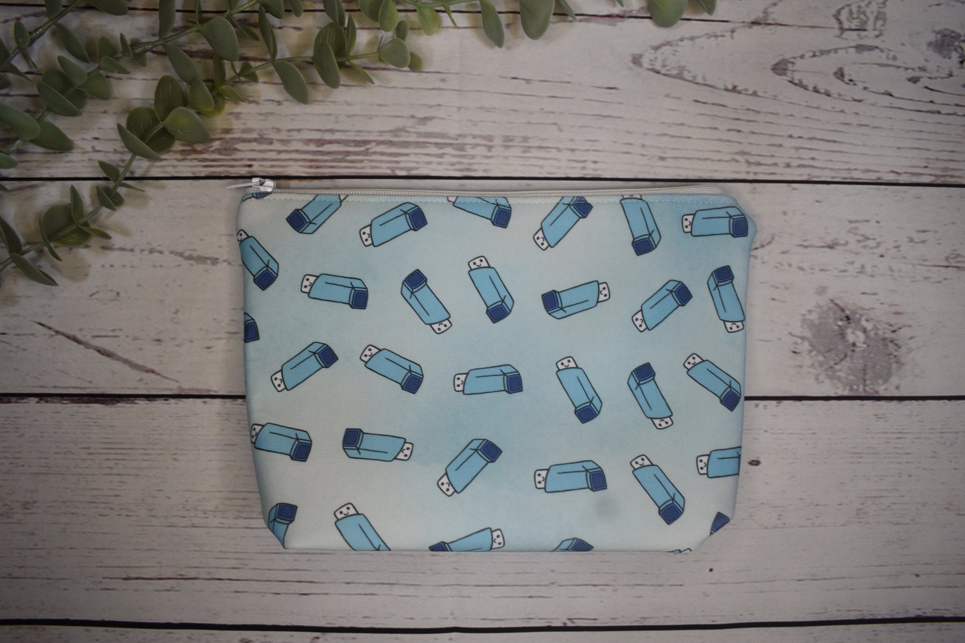 Handmade Inhaler Pattern Medication Bag - Blue