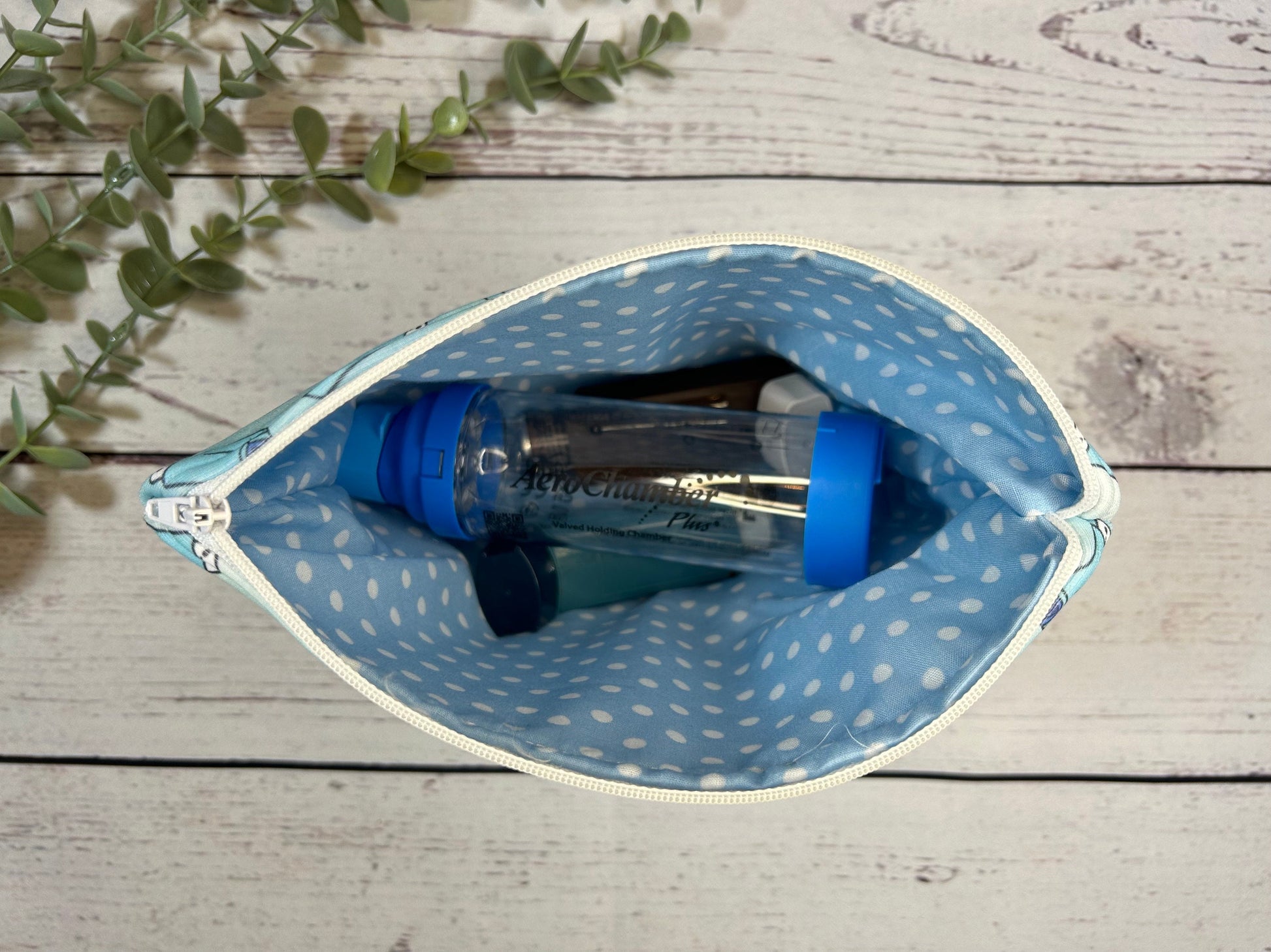 Handmade Inhaler Pattern Medication Bag - Blue