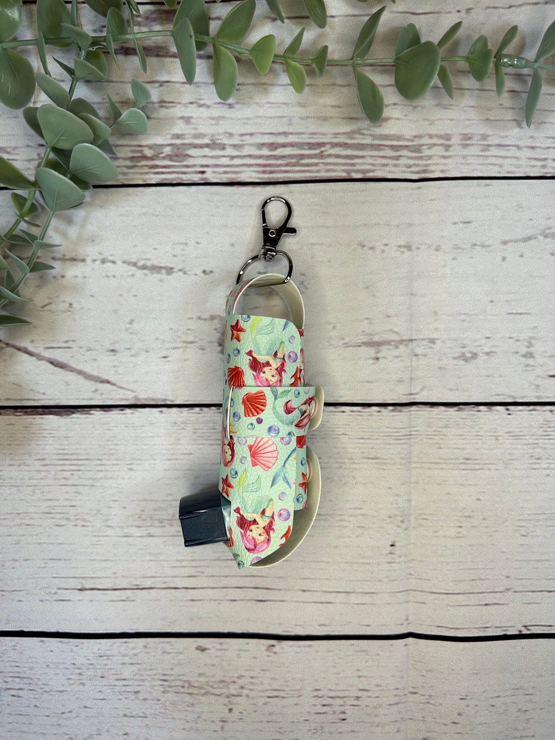 Faux Leather Inhaler Holder - LIMITED EDITION - Under The Sea Theme | Mermaid/Seahorse | Inhaler Case | Asthma Inhaler Holder | Keychain