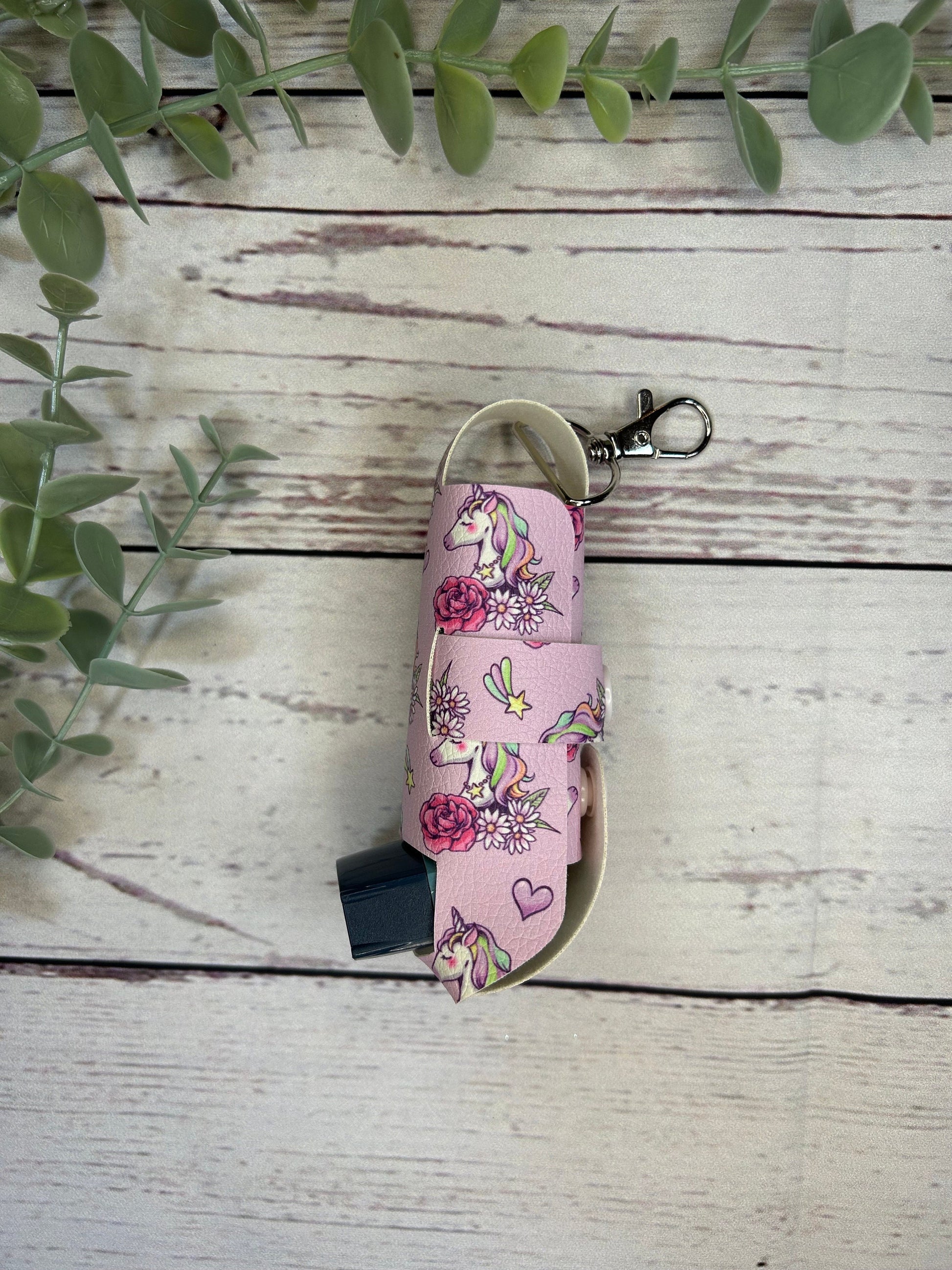 Faux Leather Inhaler Holder - Purple Unicorn | Inhaler Case | Asthma Inhaler Holder | Asthma Pump Cover | Keychain